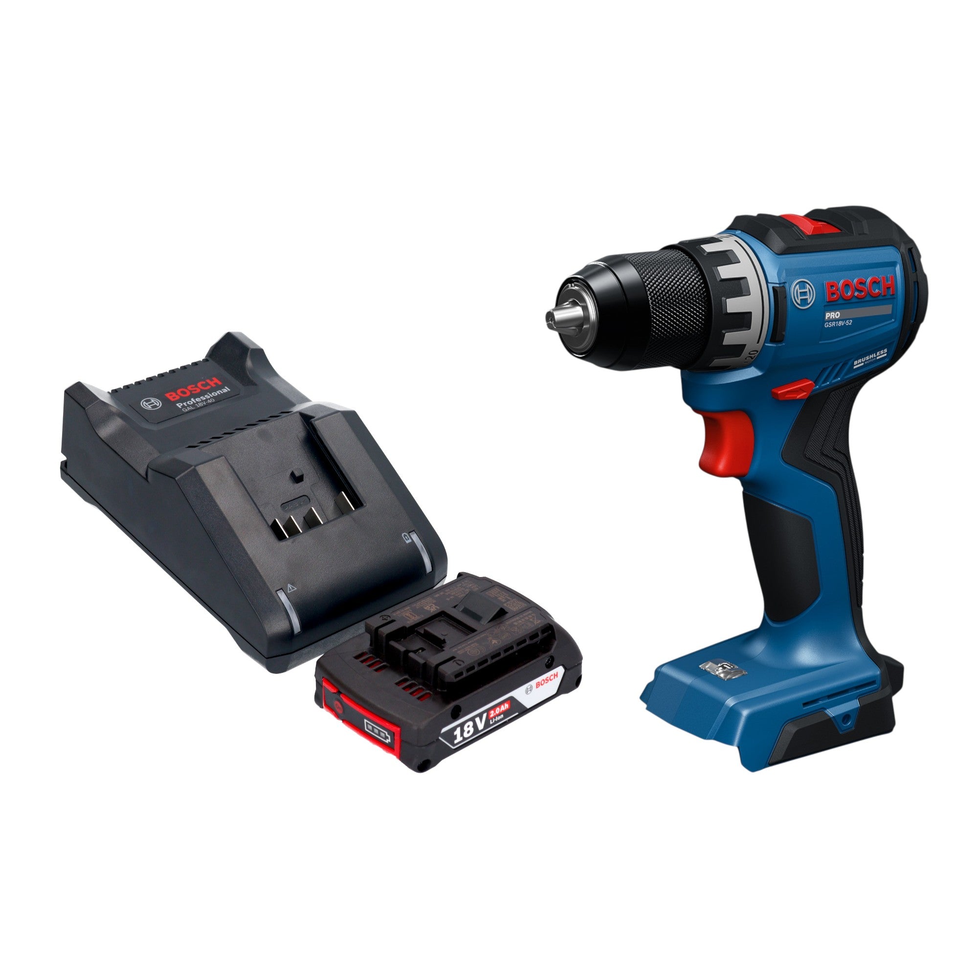 Bosch GSR 18V 52 Professional Akku Bohrschrauber 18 V 70 Nm Brushless 1x Akku 2 0 Ah Ladegeraet 0 - toolbrothers