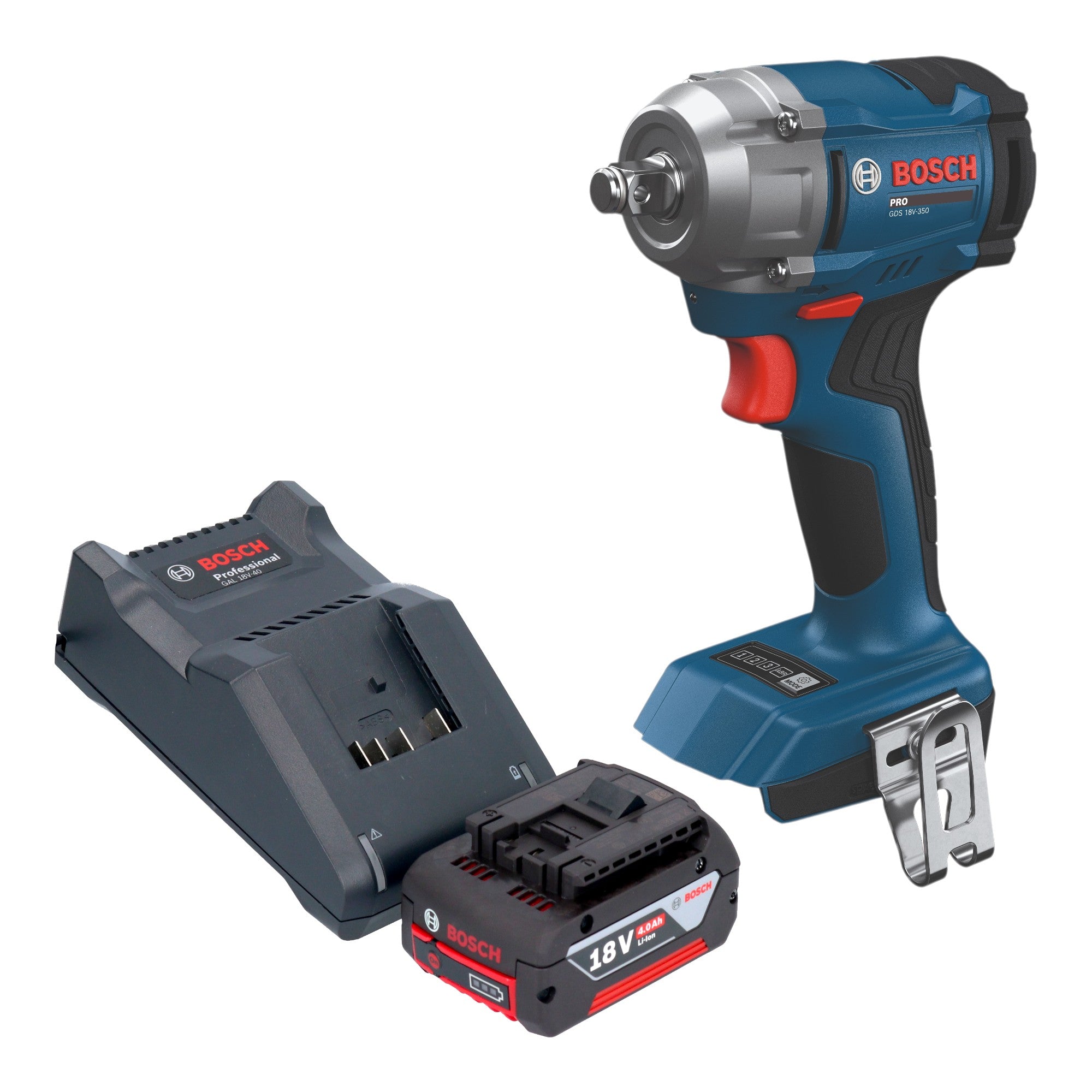 Bosch GDS 18V 350 Professional Akku Drehschlagschrauber 18 V 350 Nm 1 2 Brushless 1x Akku 4 0 Ah Ladegeraet 0 - toolbrothers