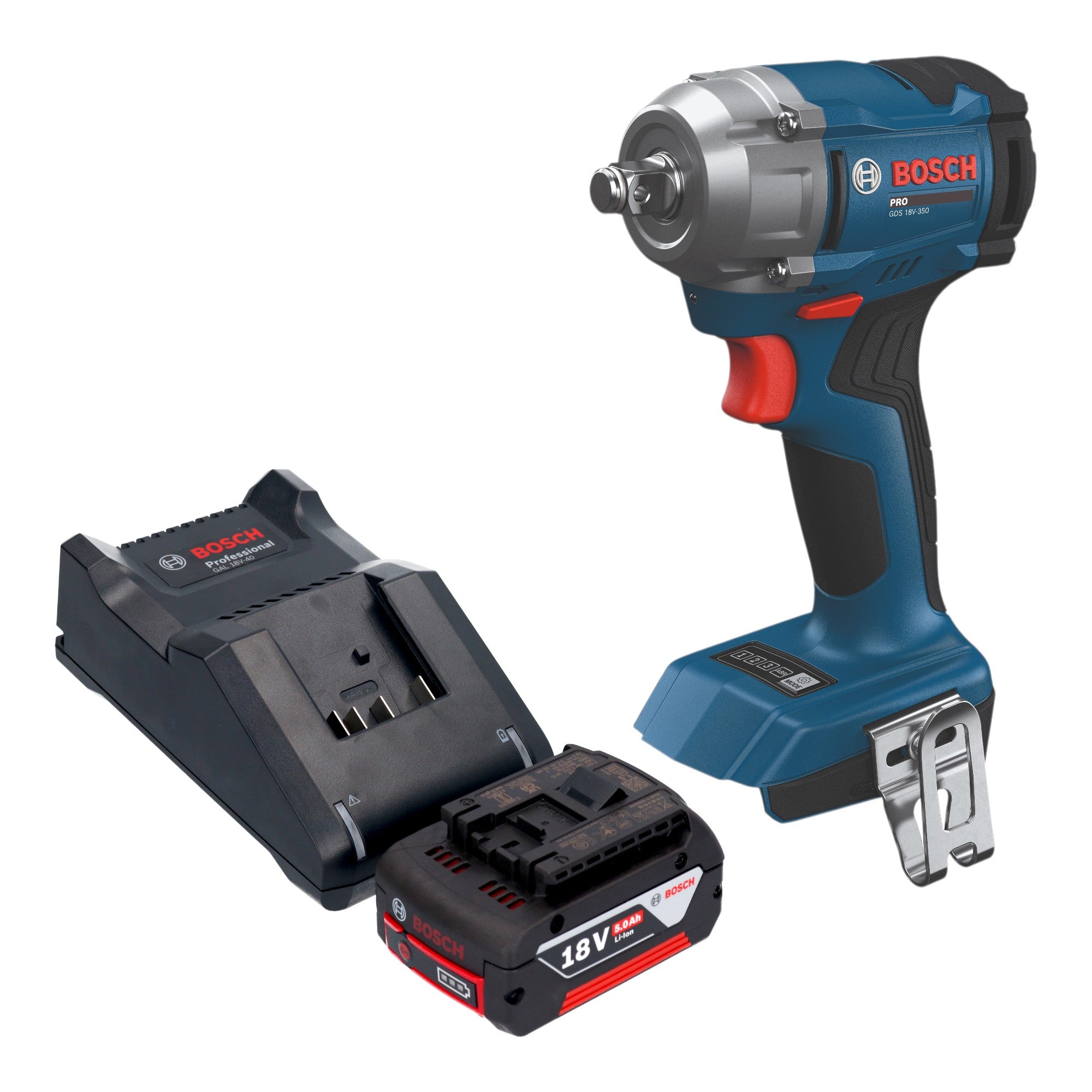 Bosch GDS 18V 350 Professional Akku Drehschlagschrauber 18 V 350 Nm 1 2 Brushless 1x Akku 5 0 Ah Ladegeraet 0 - toolbrothers