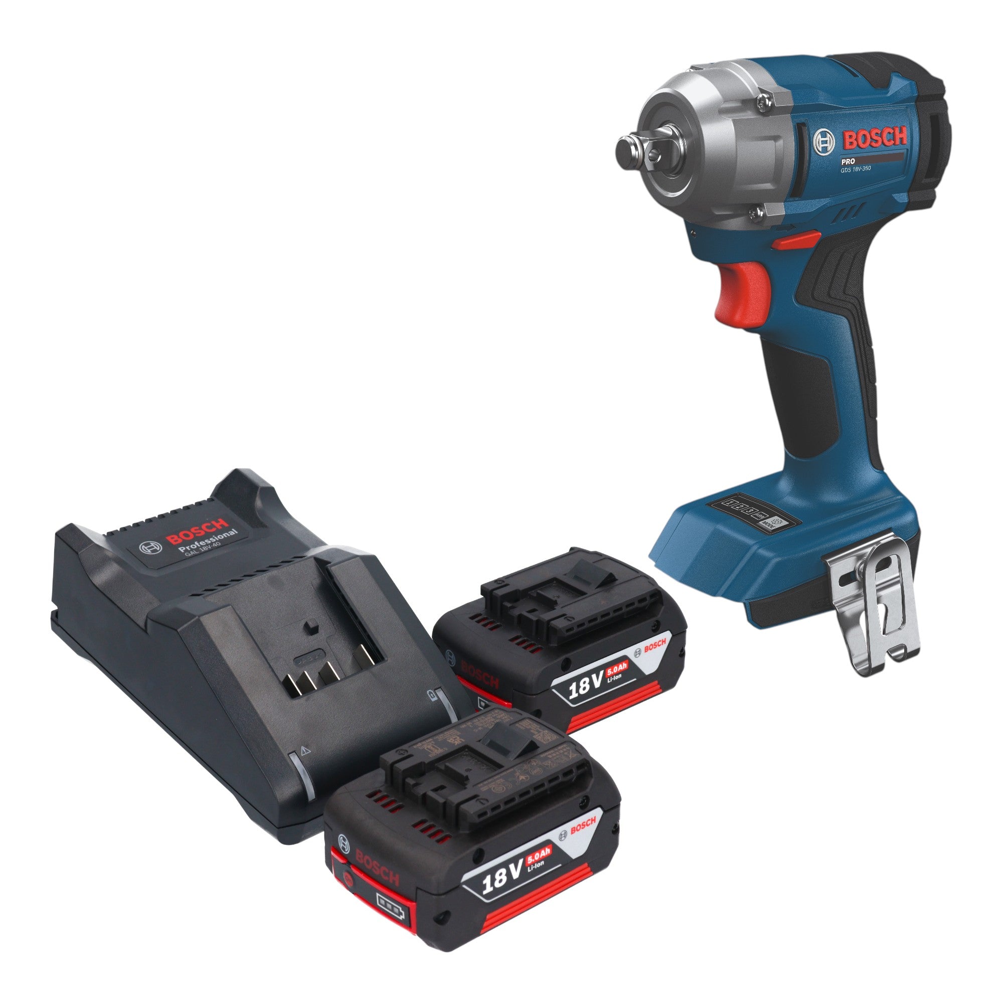 Bosch GDS 18V 350 Professional Akku Drehschlagschrauber 18 V 350 Nm 1 2 Brushless 2x Akku 5 0 Ah Ladegeraet 0 - toolbrothers