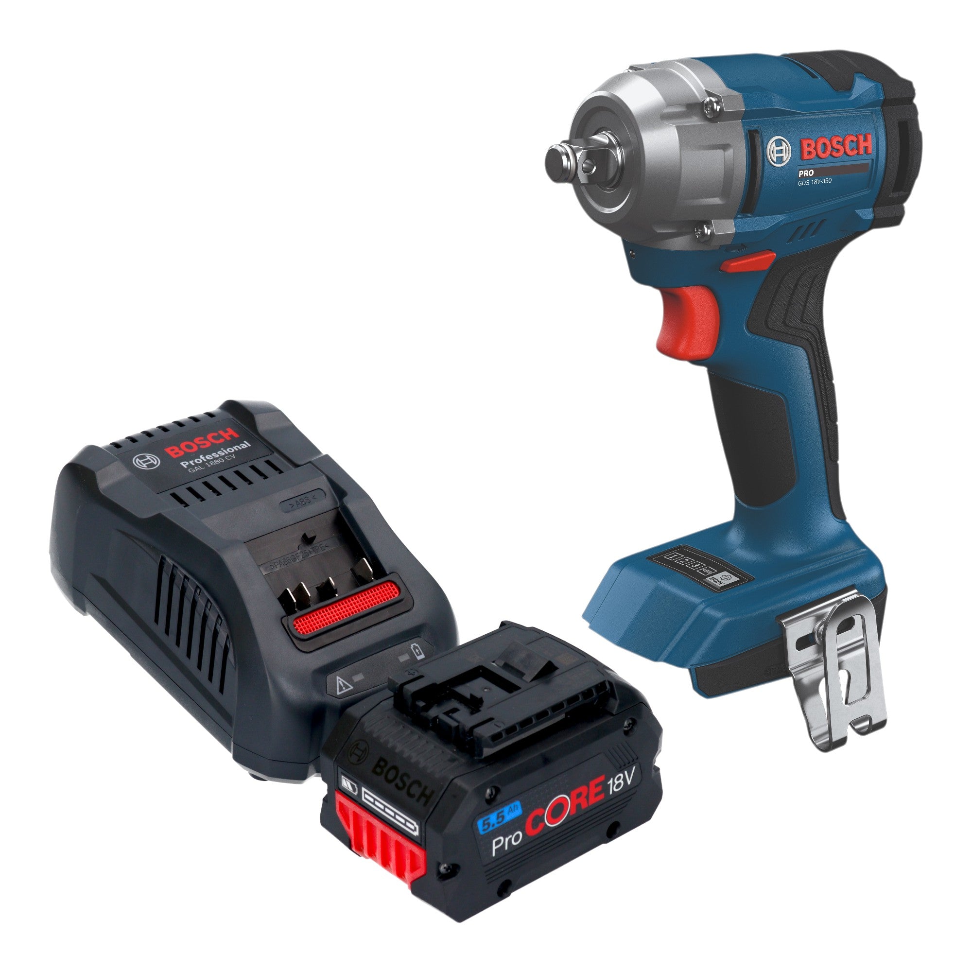Bosch GDS 18V 350 Professional Akku Drehschlagschrauber 18 V 350 Nm 1 2 Brushless 1x ProCORE Akku 5 5 Ah Ladegeraet 0 - toolbrothers