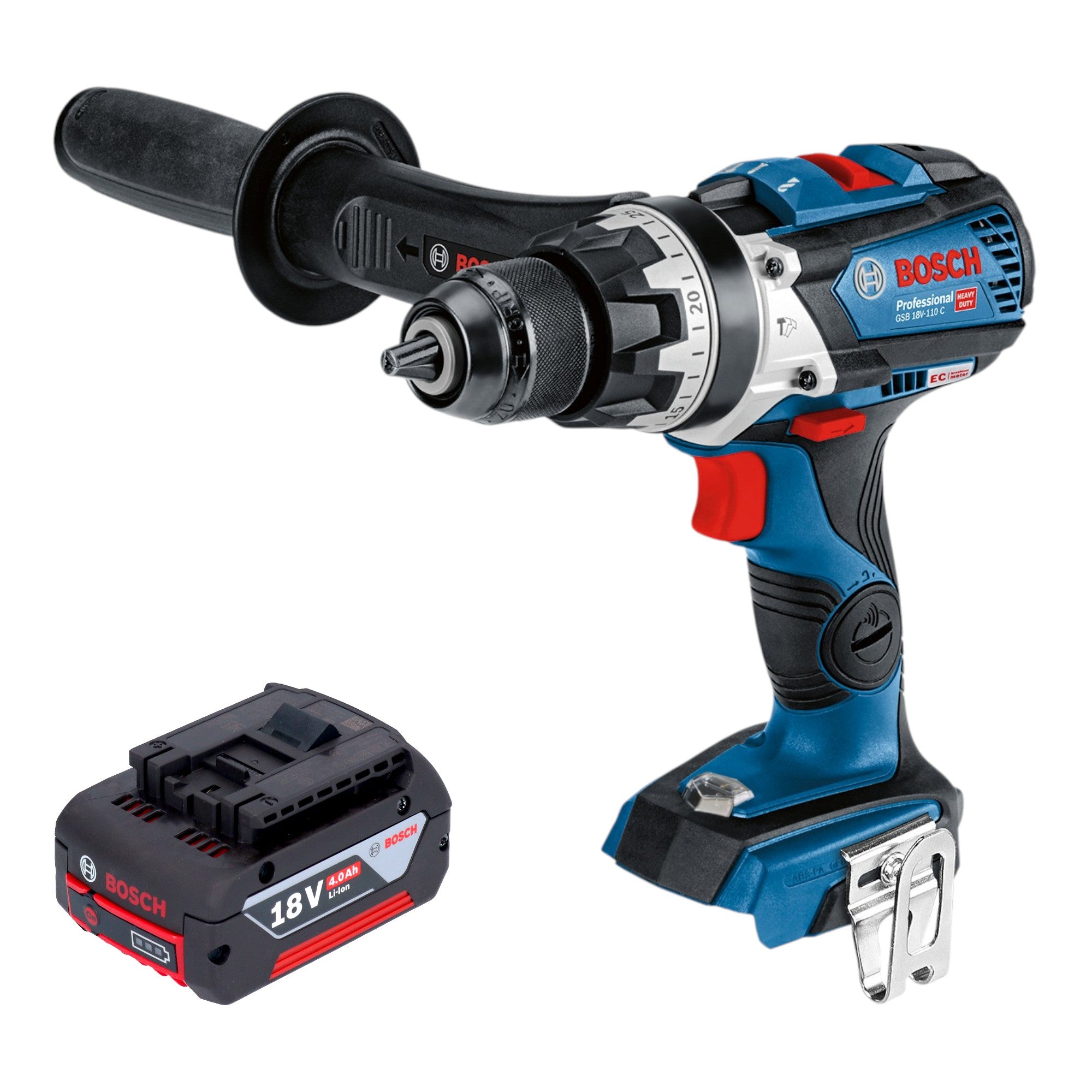 Bosch GSB 18V 110 C Professional Akku Schlagbohrschrauber 18 V 110 Nm Brushless 1x Akku 4 0 Ah ohne Ladegeraet 0 - toolbrothers