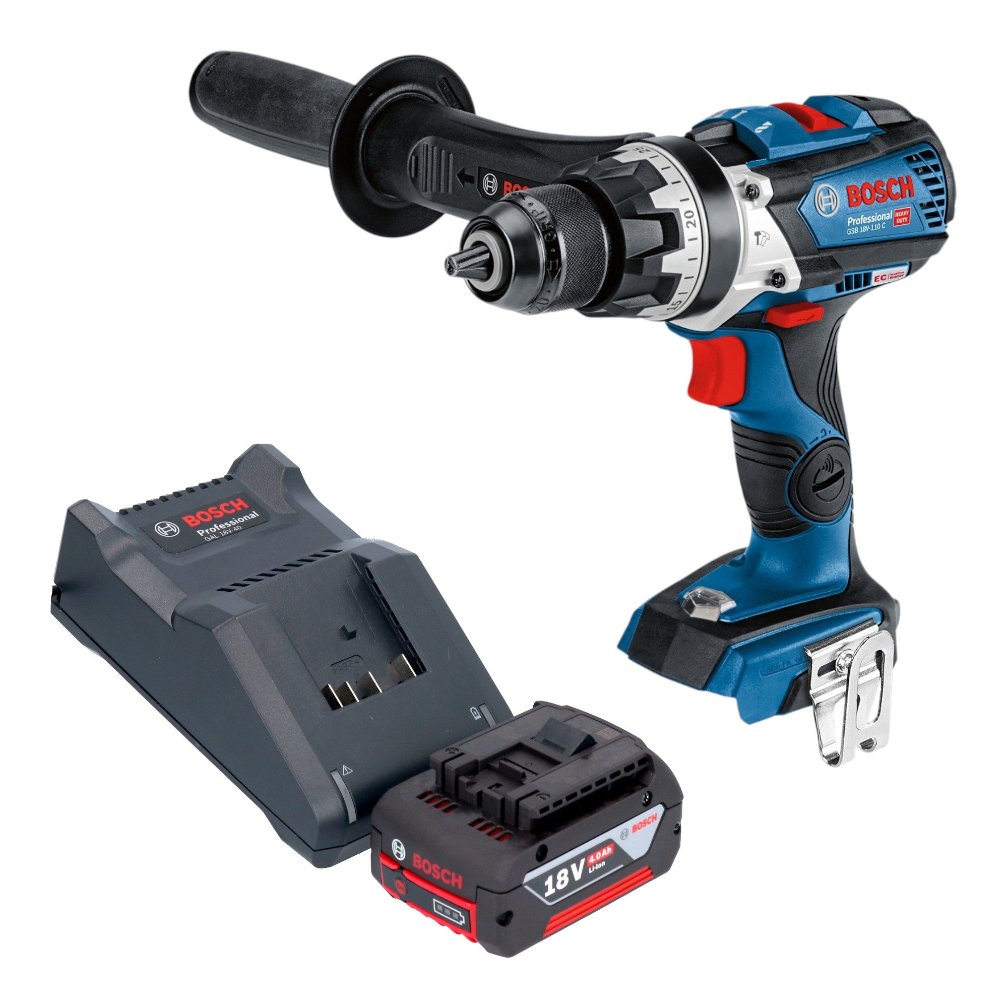 Bosch GSB 18V 110 C Professional Akku Schlagbohrschrauber 18 V 110 Nm Brushless 1x Akku 4 0 Ah Ladegeraet 0 - toolbrothers
