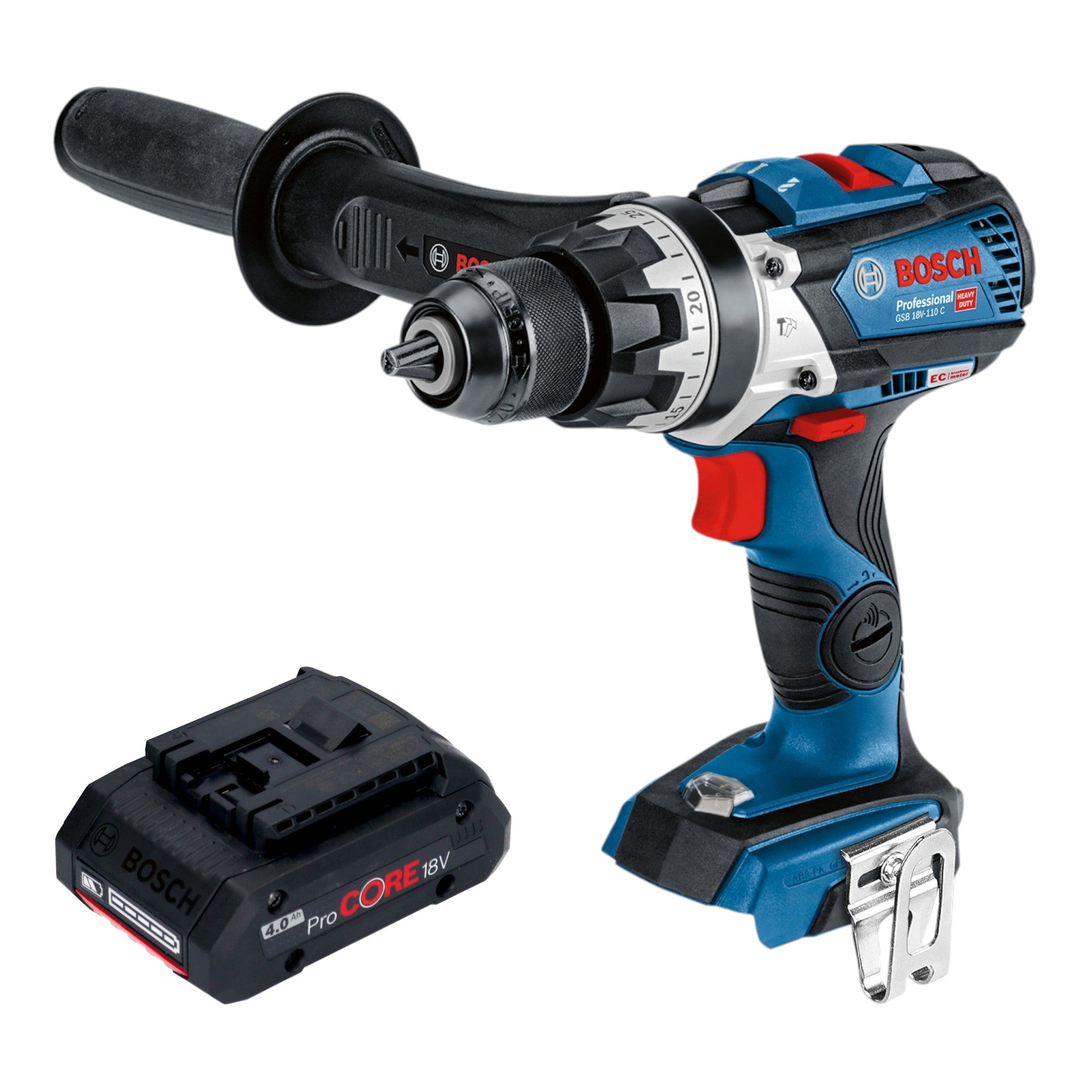 Bosch GSB 18V 110 C Professional Akku Schlagbohrschrauber 18 V 110 Nm Brushless 1x ProCORE Akku 4 0 Ah ohne Ladegeraet 0 - toolbrothers