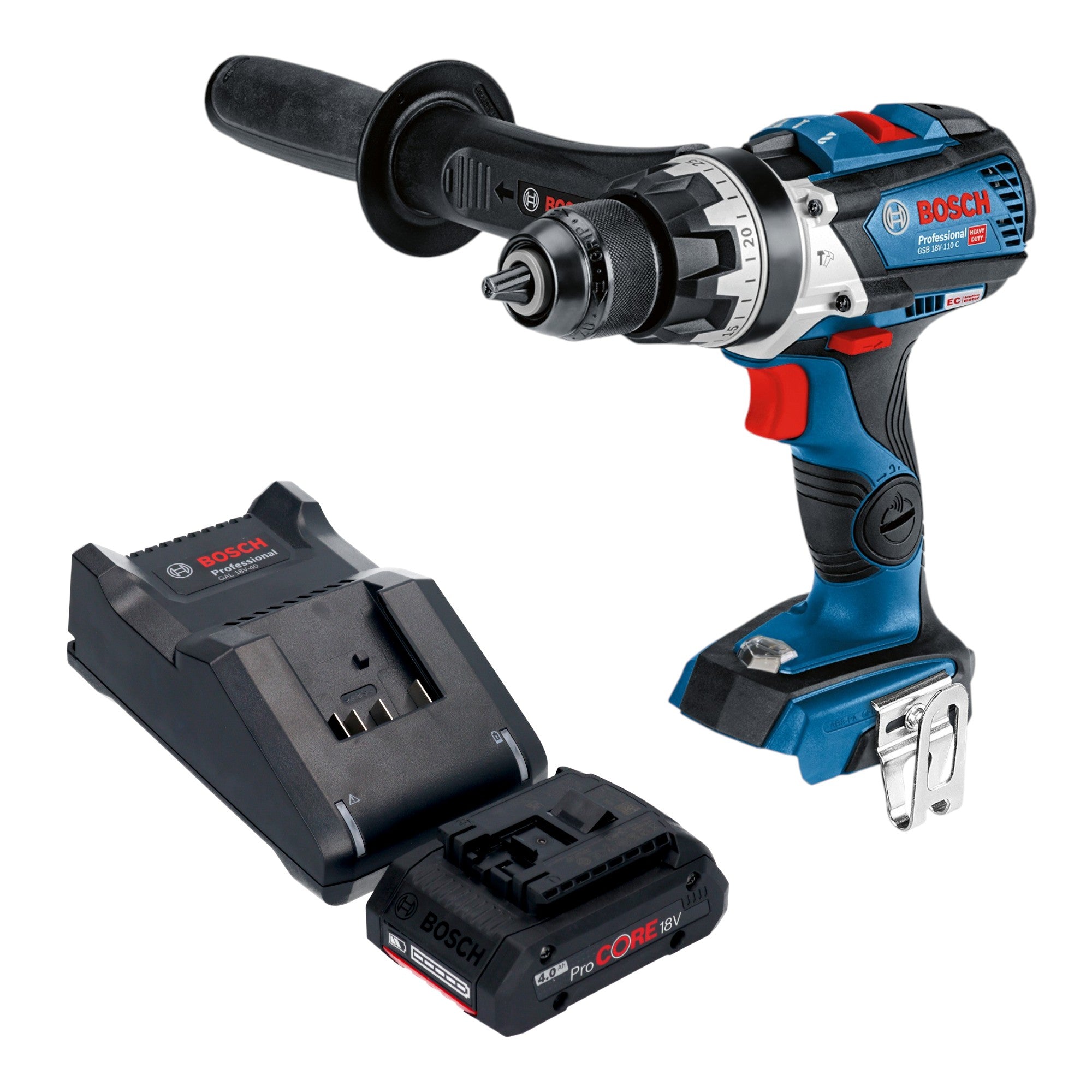 Bosch GSB 18V 110 C Professional Akku Schlagbohrschrauber 18 V 110 Nm Brushless 1x ProCORE Akku 4 0 Ah Ladegeraet 0 - toolbrothers