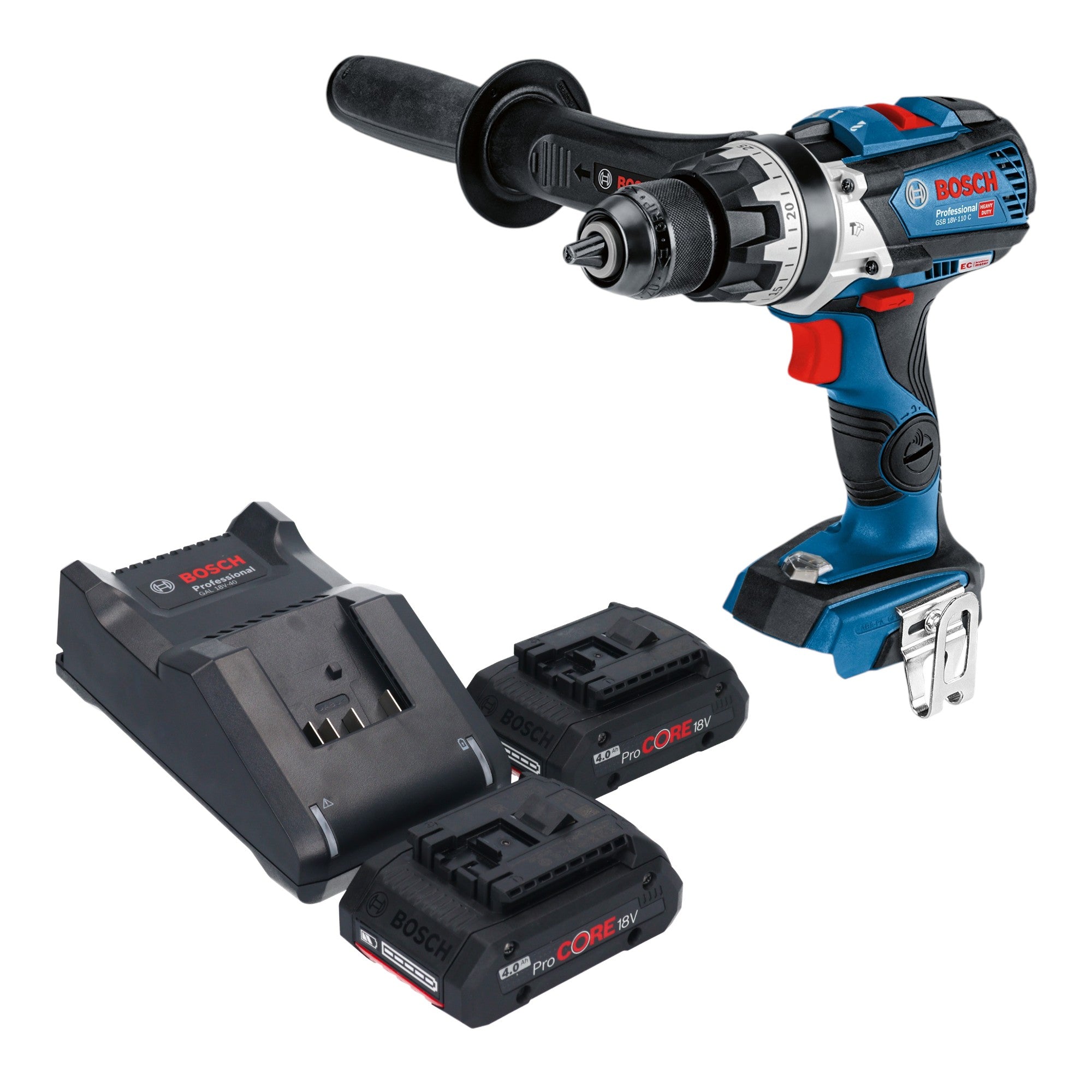 Bosch GSB 18V 110 C Professional Akku Schlagbohrschrauber 18 V 110 Nm Brushless 2x ProCORE Akku 4 0 Ah Ladegeraet 0 - toolbrothers