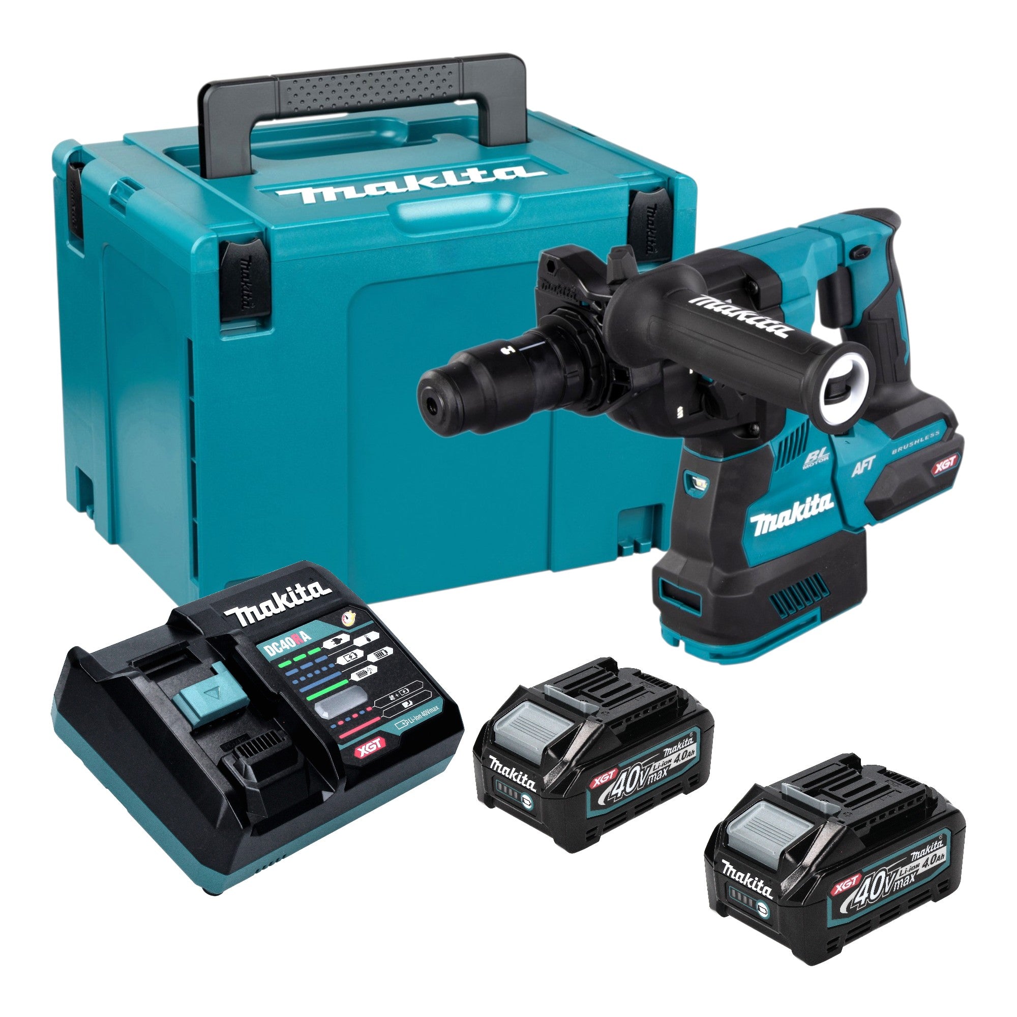 Makita HR 002 GM201 Akku Bohrhammer 40 V max 2 9 J SDS plus Brushless 2x Akku 4 0 Ah Ladegeraet Makpac 0 - toolbrothers
