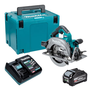 Sierra circular a batería Makita HS 003 GU101, 40 V máx., 190 mm, sin escobillas + 1 batería de 4,0 Ah + cargador + maletín Makpac