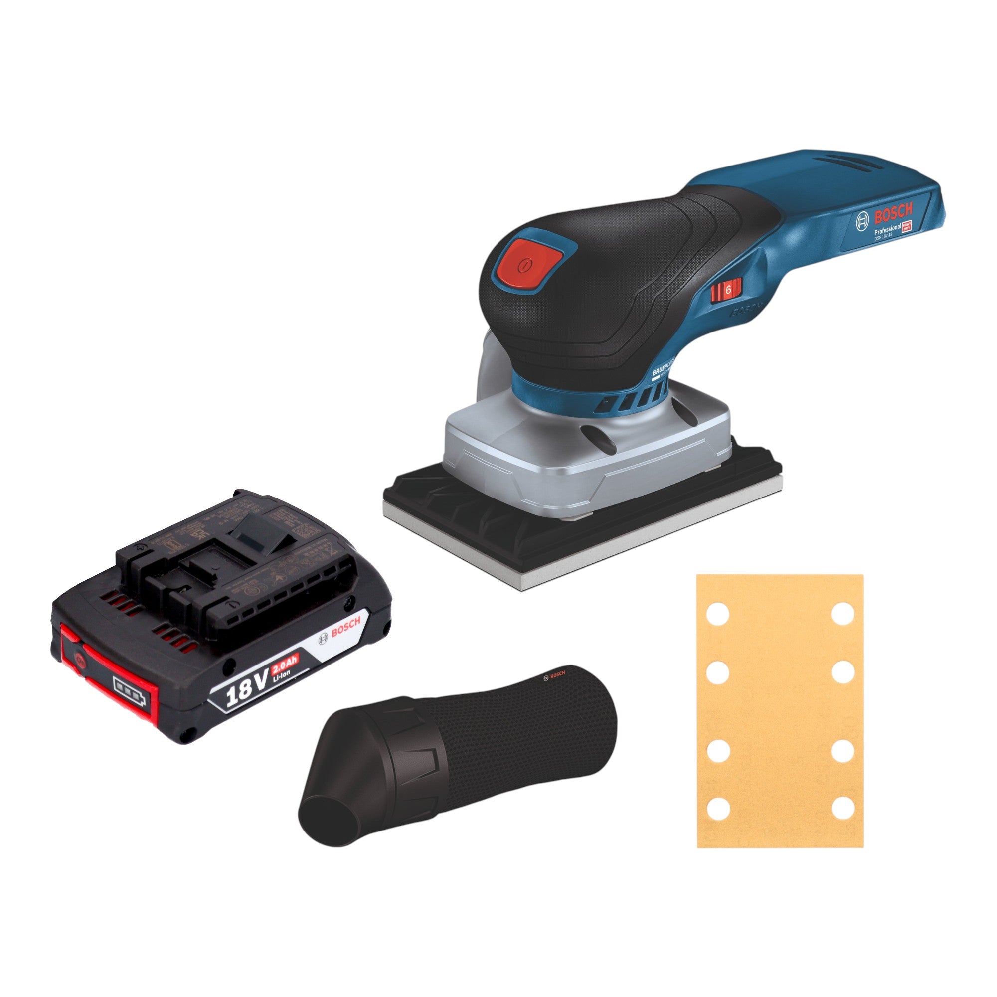 Bosch GSS 18V 13 Professional Akku Schwingschleifer 18 V 100 x 110 mm 1x Akku 2 0 Ah ohne Ladegeraet 0 - toolbrothers