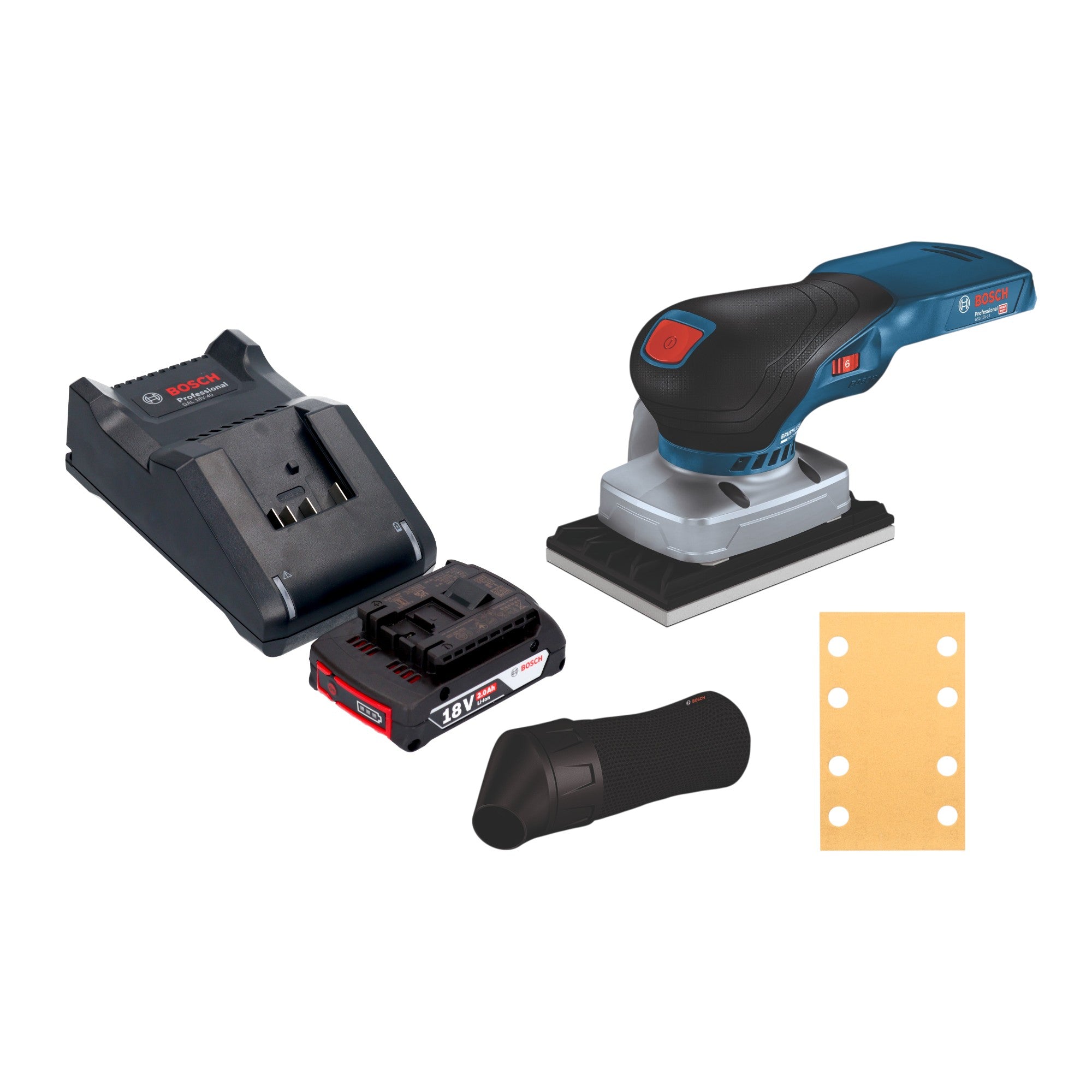 Bosch GSS 18V 13 Professional Akku Schwingschleifer 18 V 100 x 110 mm 1x Akku 2 0 Ah Ladegeraet 0 - toolbrothers