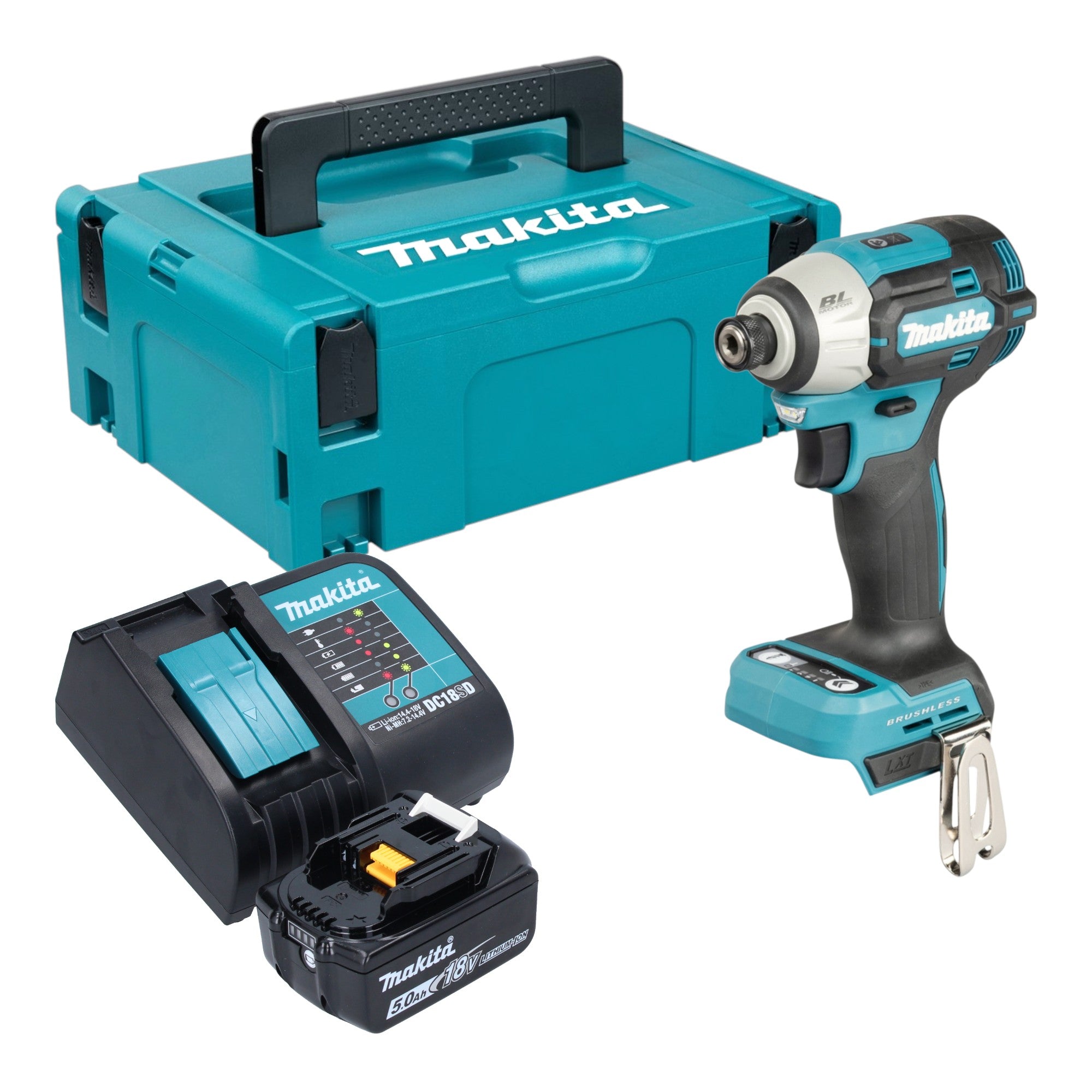 Makita DTD 201 ST1J Akku Schlagschrauber 18 V 210 Nm Brushless 1x Akku 5 0 Ah Ladegeraet Makpac 0 - toolbrothers