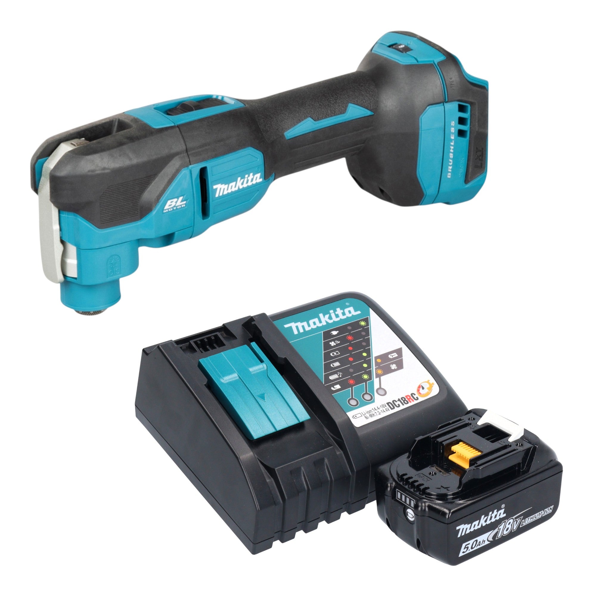 Makita DTM 53 RT1 Akku Multifunktionswerkzeug 18 V OIS Starlock Brushless 1x Akku 5 0 Ah Ladegeraet 0 - toolbrothers