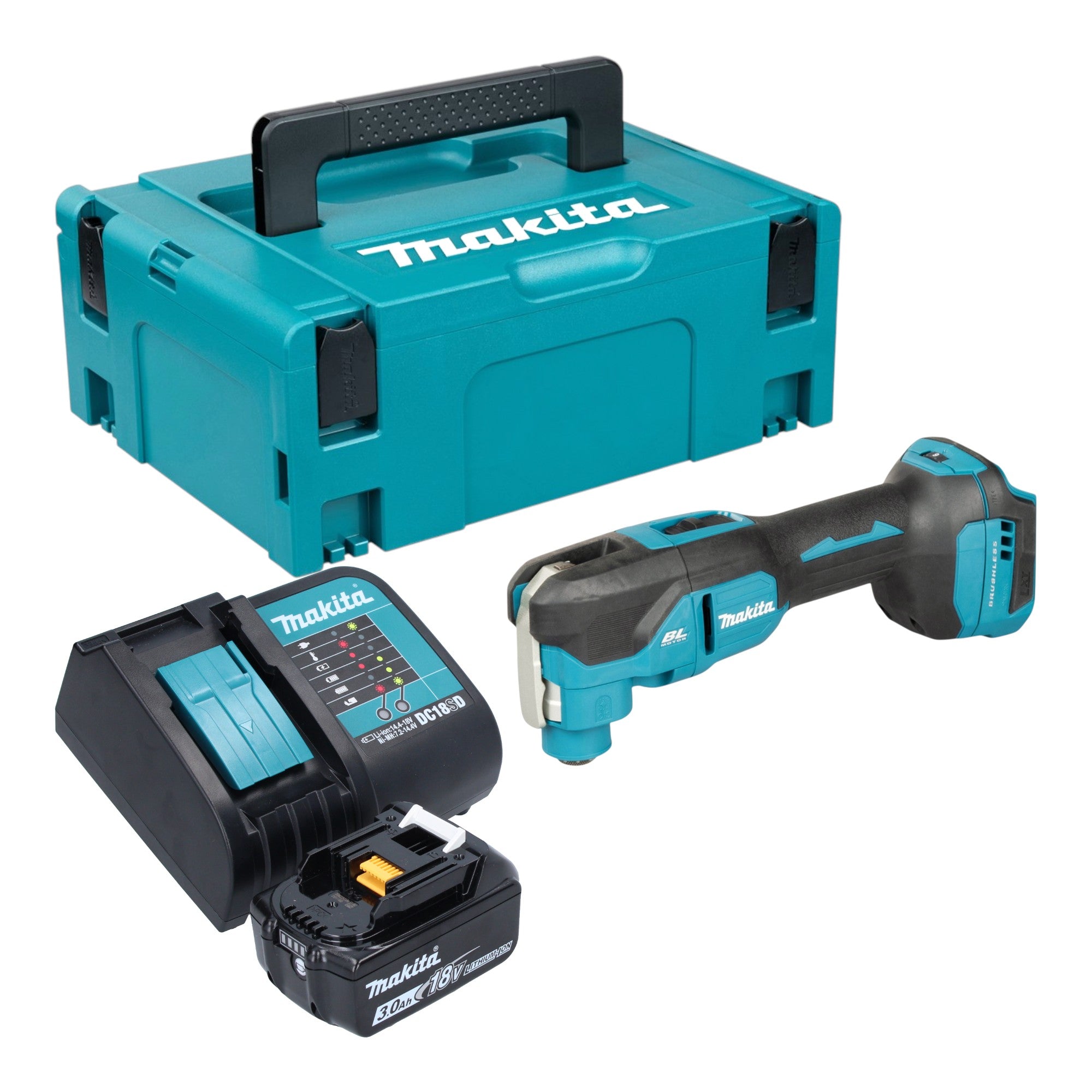 Makita DTM 53 SF1J Akku Multifunktionswerkzeug 18 V OIS Starlock Brushless 1x Akku 3 0 Ah Ladegeraet Makpac 0 - toolbrothers