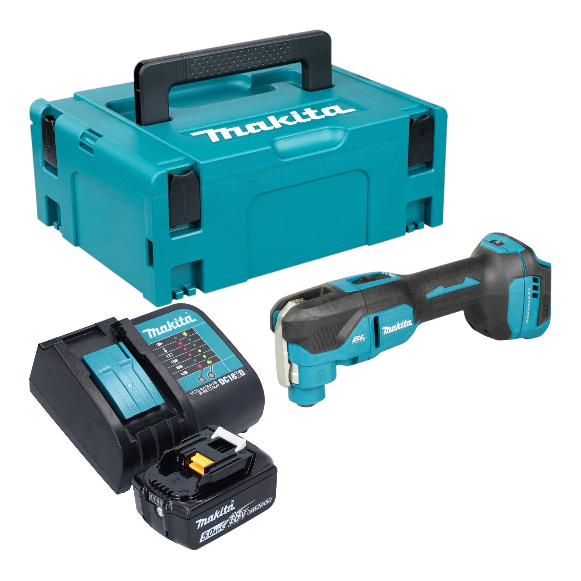 Makita DTM 53 ST1J Akku Multifunktionswerkzeug 18 V OIS Starlock Brushless 1x Akku 5 0 Ah Ladegeraet Makpac 0 - toolbrothers