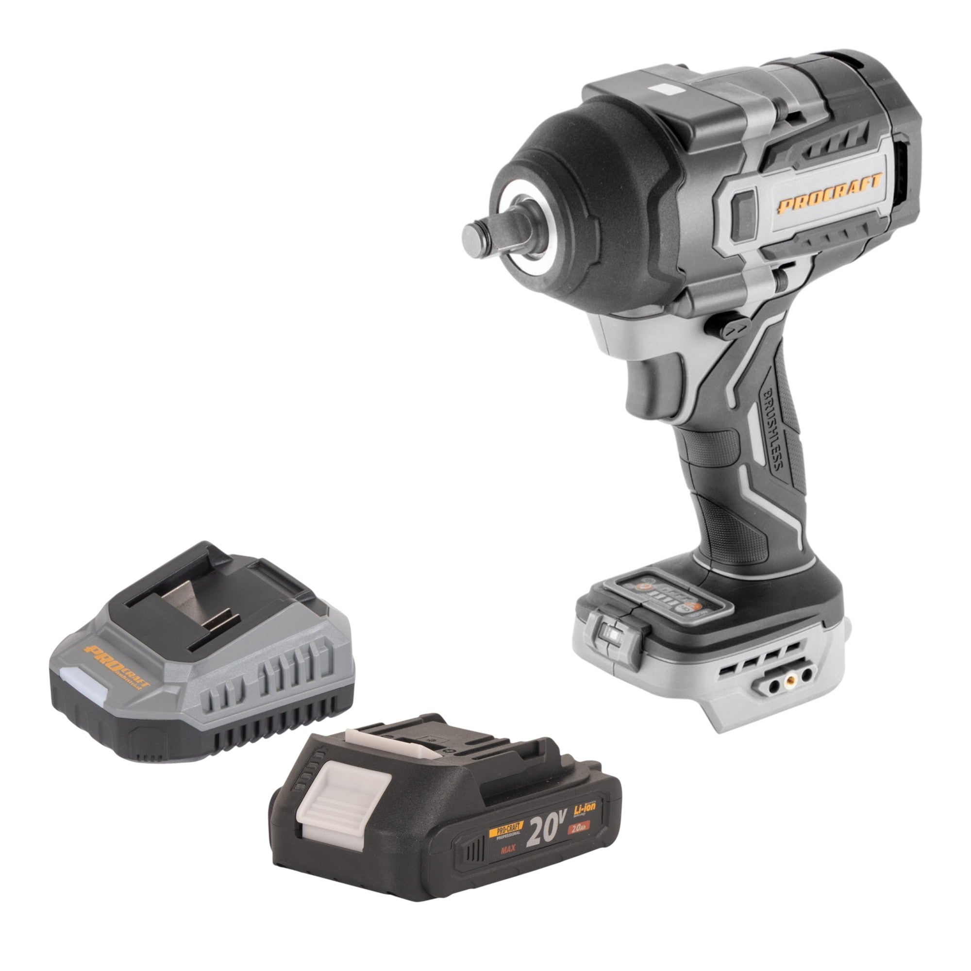 ProCraft Industrial IW850A BB Akku Schlagschrauber 20 V 850 Nm 1 2 Brushless 1x Akku 2 0 Ah Ladegeraet 0 - toolbrothers