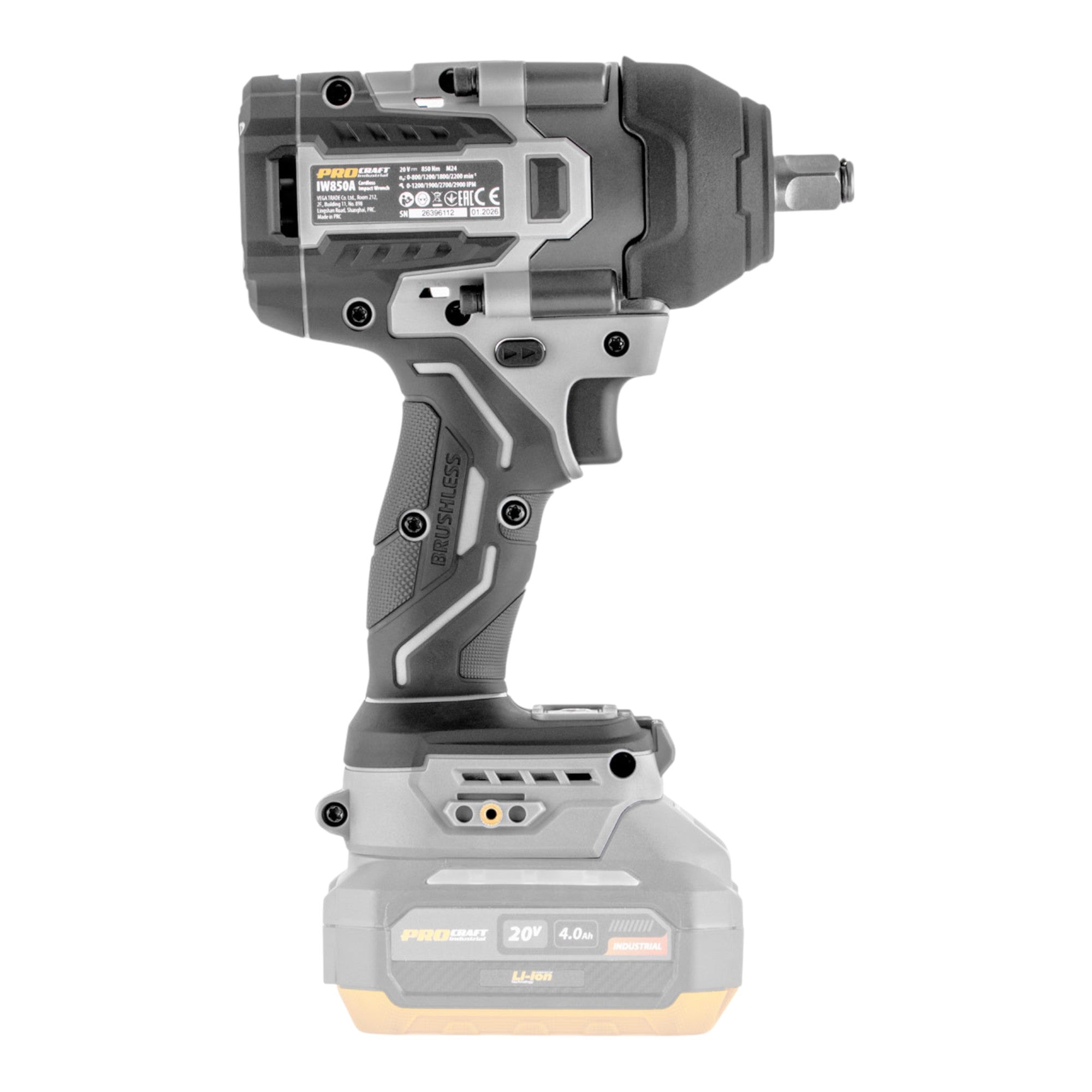 ProCraft Industrial IW850A BB Akku Schlagschrauber 20 V 850 Nm 1 2 Brushless 2x Akku 2 0 Ah Ladegeraet 4 - toolbrothers