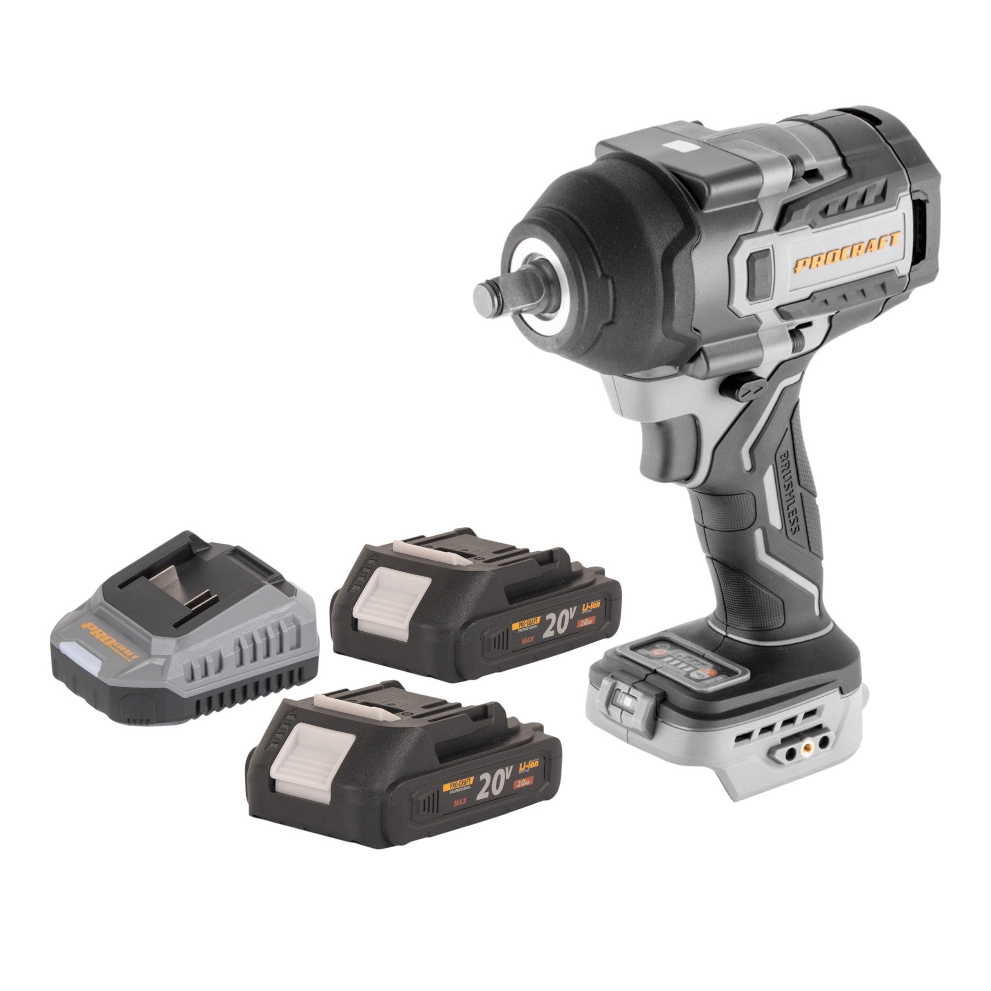 ProCraft Industrial IW850A BB Akku Schlagschrauber 20 V 850 Nm 1 2 Brushless 2x Akku 2 0 Ah Ladegeraet 0 - toolbrothers