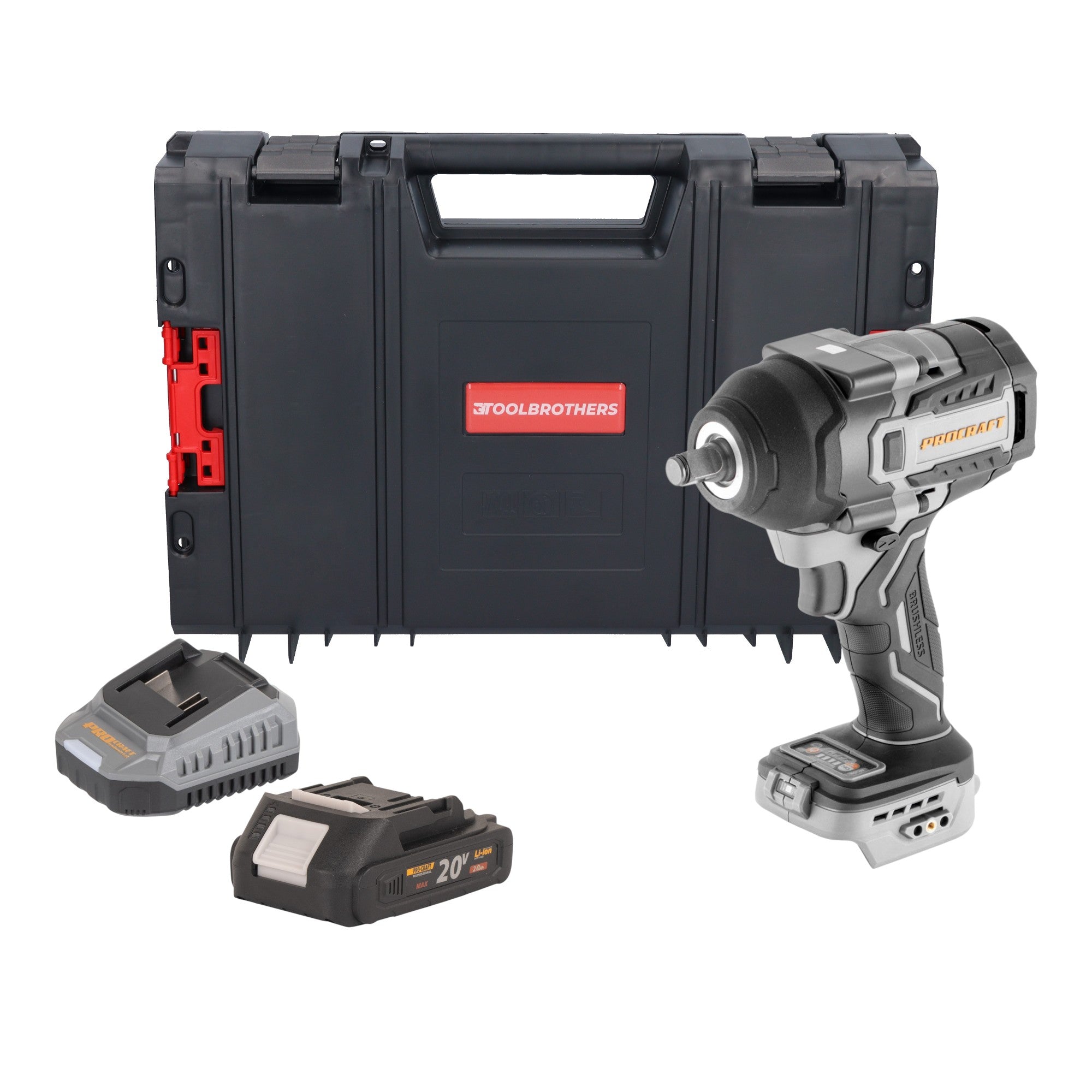 ProCraft Industrial IW850A BB Akku Schlagschrauber 20 V 850 Nm 1 2 Brushless 1x Akku 2 0 Ah Ladegeraet RHINO Toolcase 0 - toolbrothers