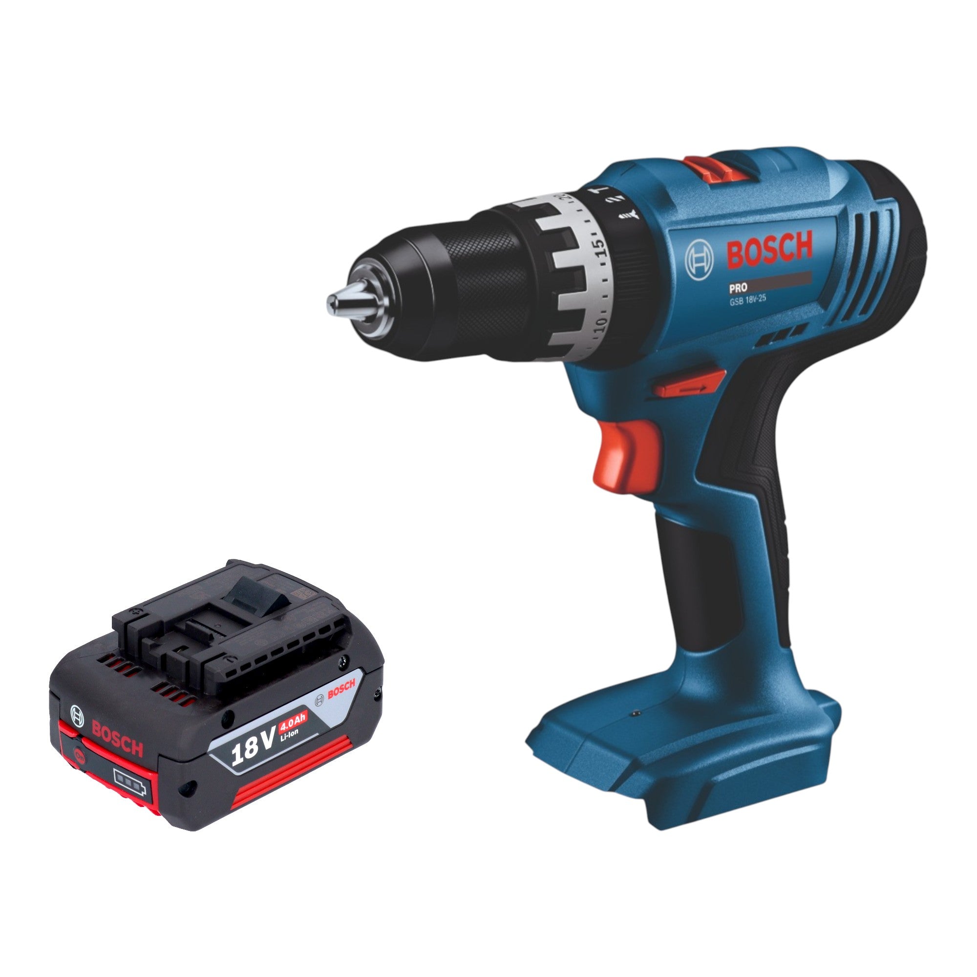 Bosch GSB 18V 25 Professional Akku Schlagbohrschrauber 18 V 56 Nm 1x Akku 4 0 Ah ohne Ladegeraet 0 - toolbrothers