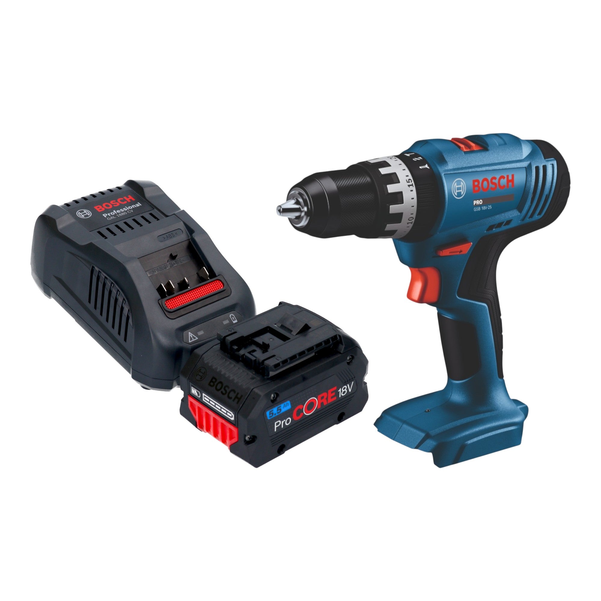 Bosch GSB 18V 25 Professional Akku Schlagbohrschrauber 18 V 56 Nm 1x ProCORE Akku 5 5 Ah Ladegeraet 0 - toolbrothers