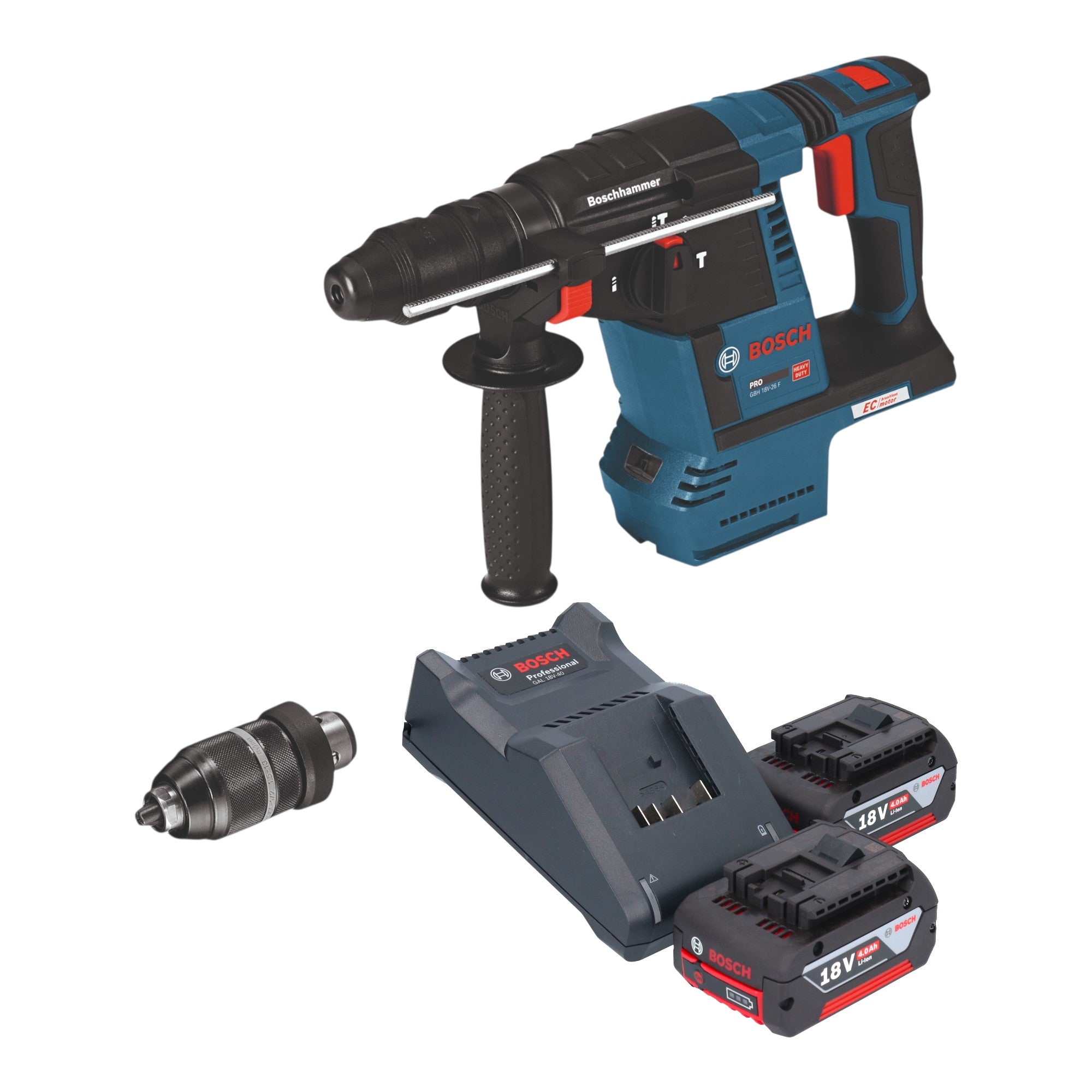 Bosch GBH 18V 26 F Professional Akku Bohrhammer 18 V 2 6 J SDS Plus 2x Akku 4 0 Ah Ladegeraet 0 - toolbrothers