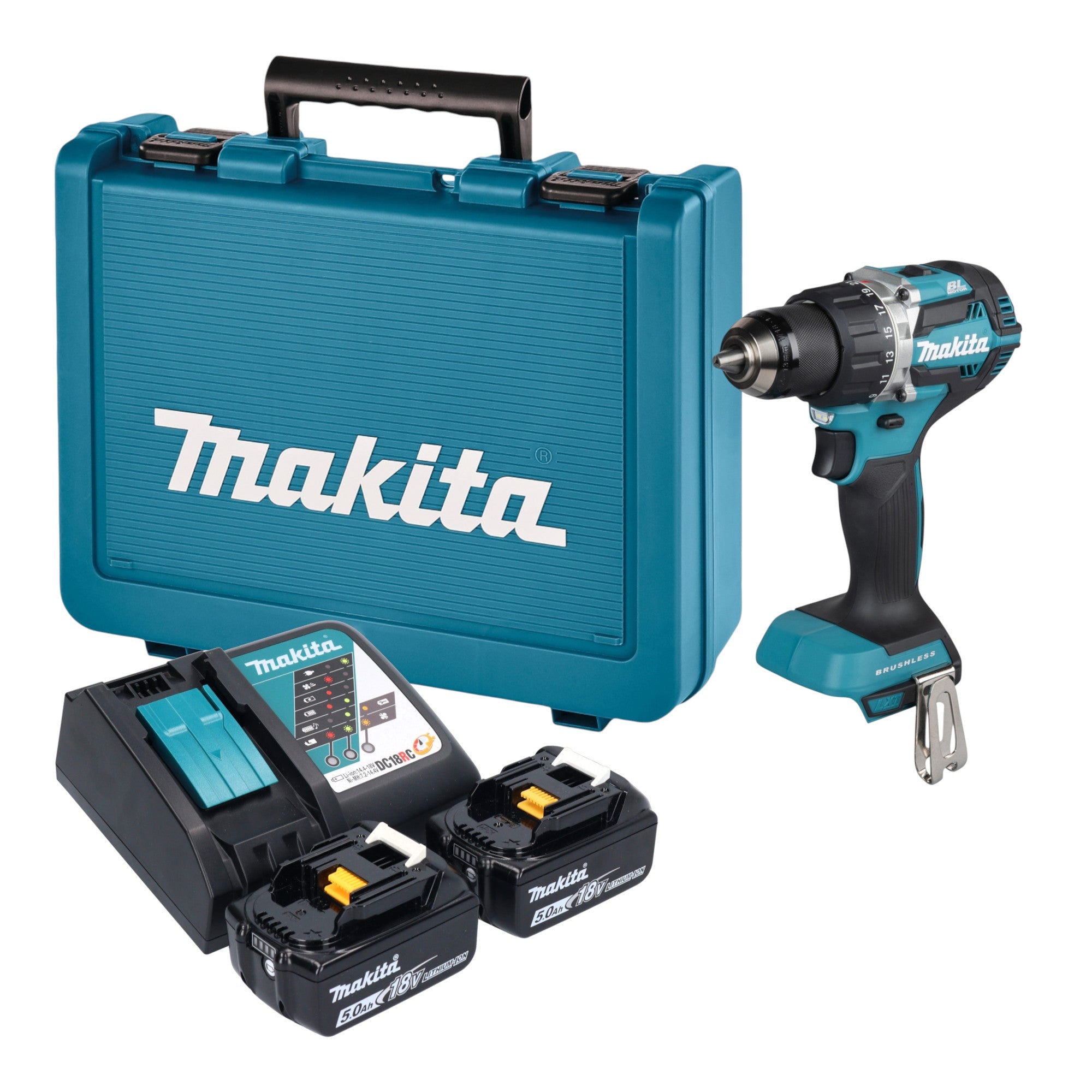 Makita DDF 484 RTE Akku Bohrschrauber 18 V 54 Nm Brushless 2x Akku 5 0 Ah Ladegeraet Koffer 0 - toolbrothers