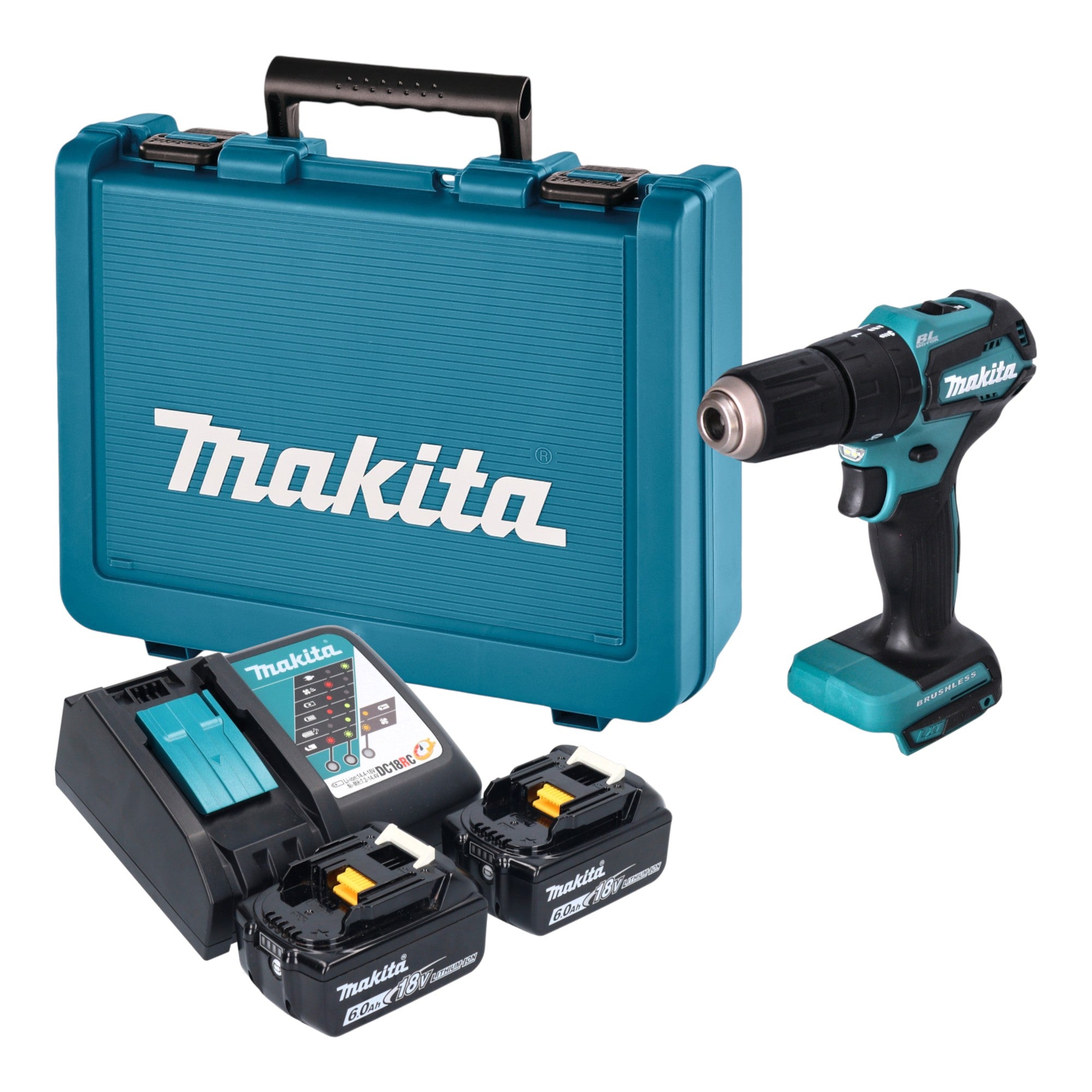 Makita DHP 483 RGE Akku Schlagbohrschrauber 18 V 40 Nm Brushless 2x Akku 6 0 Ah Ladegeraet Koffer 0 - toolbrothers