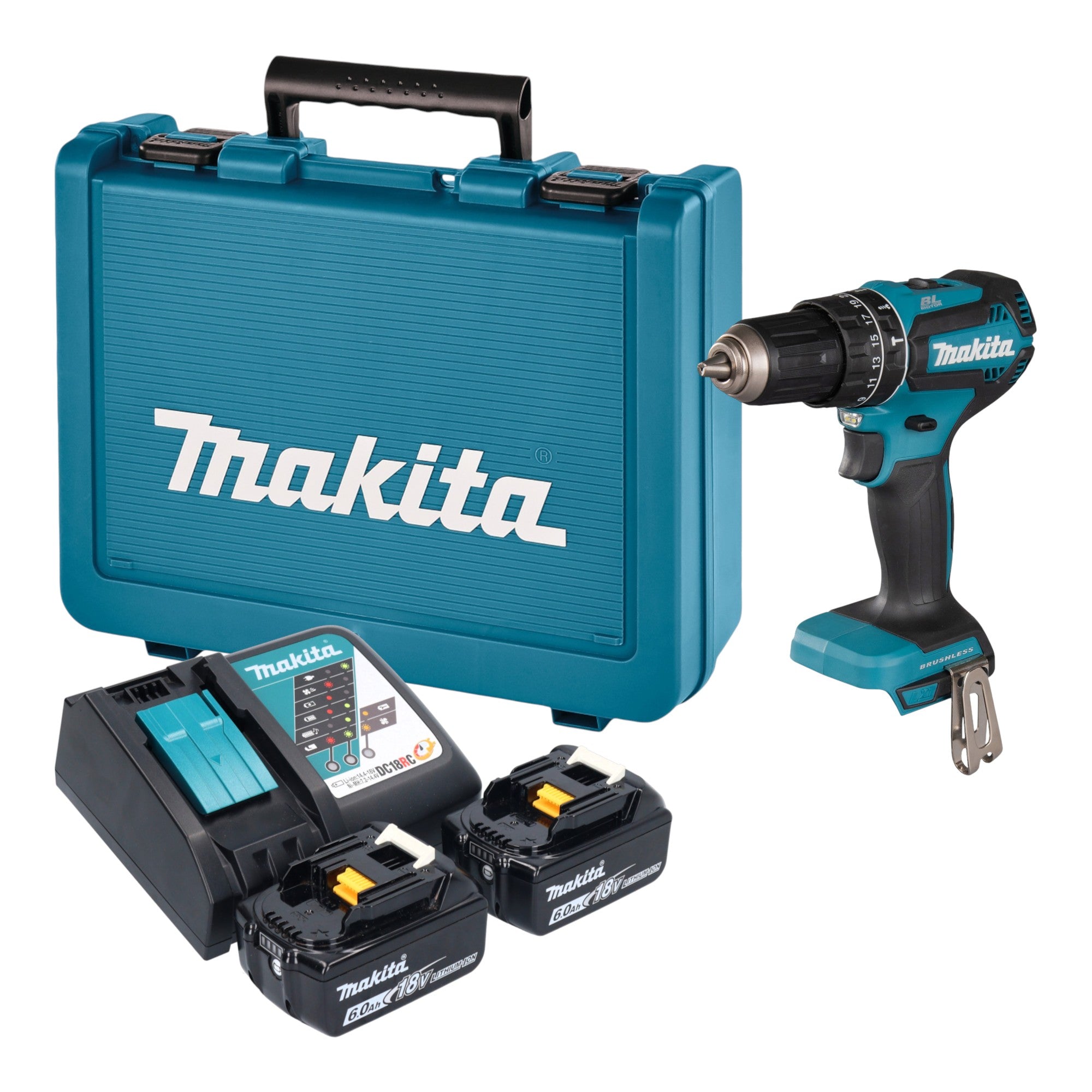 Makita DHP 485 RGE Akku Schlagbohrschrauber 18 V 50 Nm Brushless 2x Akku 6 0 Ah Ladegeraet Koffer 0 - toolbrothers