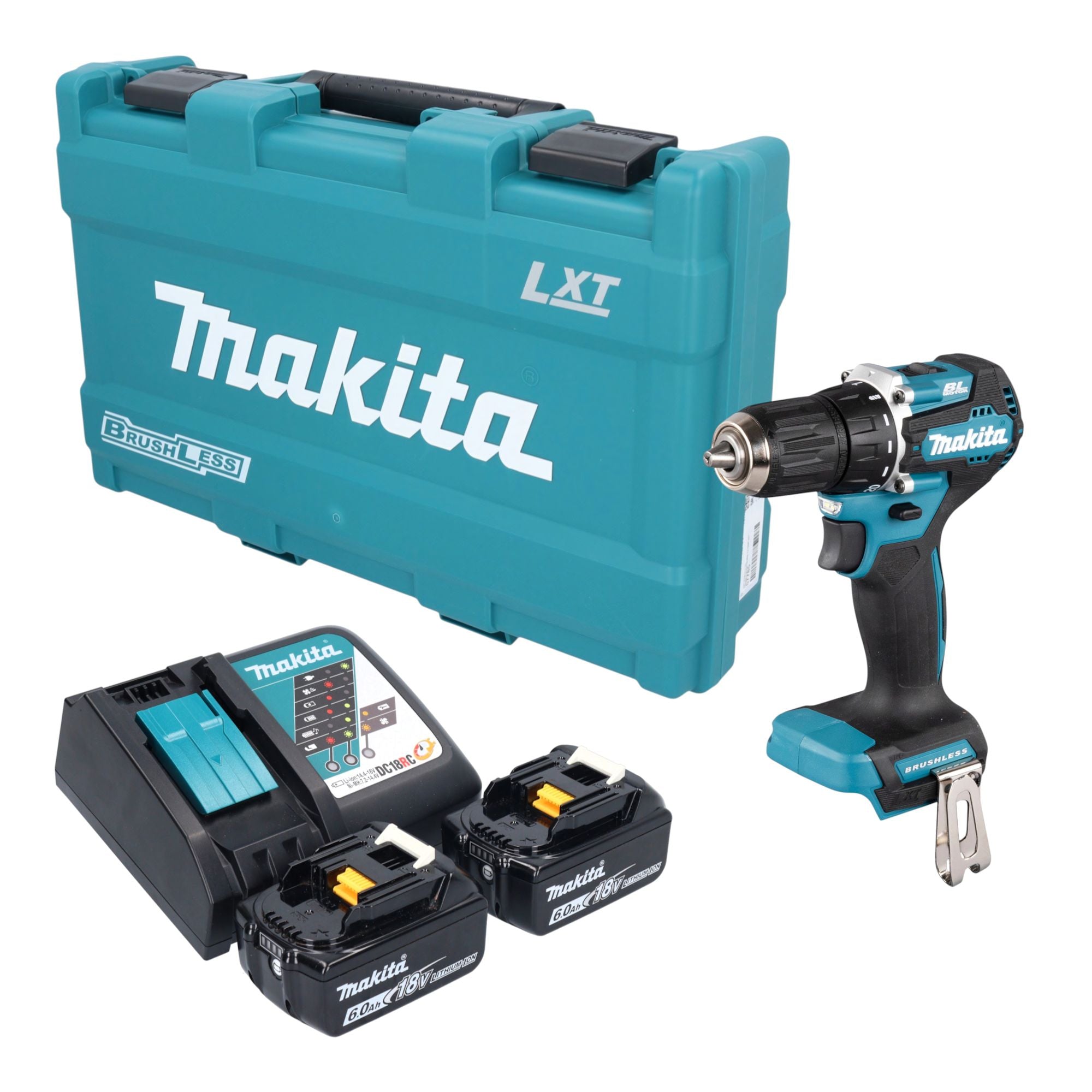 Makita DDF 487 RGK Akku Bohrschrauber 18 V 40 Nm Brushless 2x Akku 6 0 Ah Ladegeraet Koffer 0 - toolbrothers