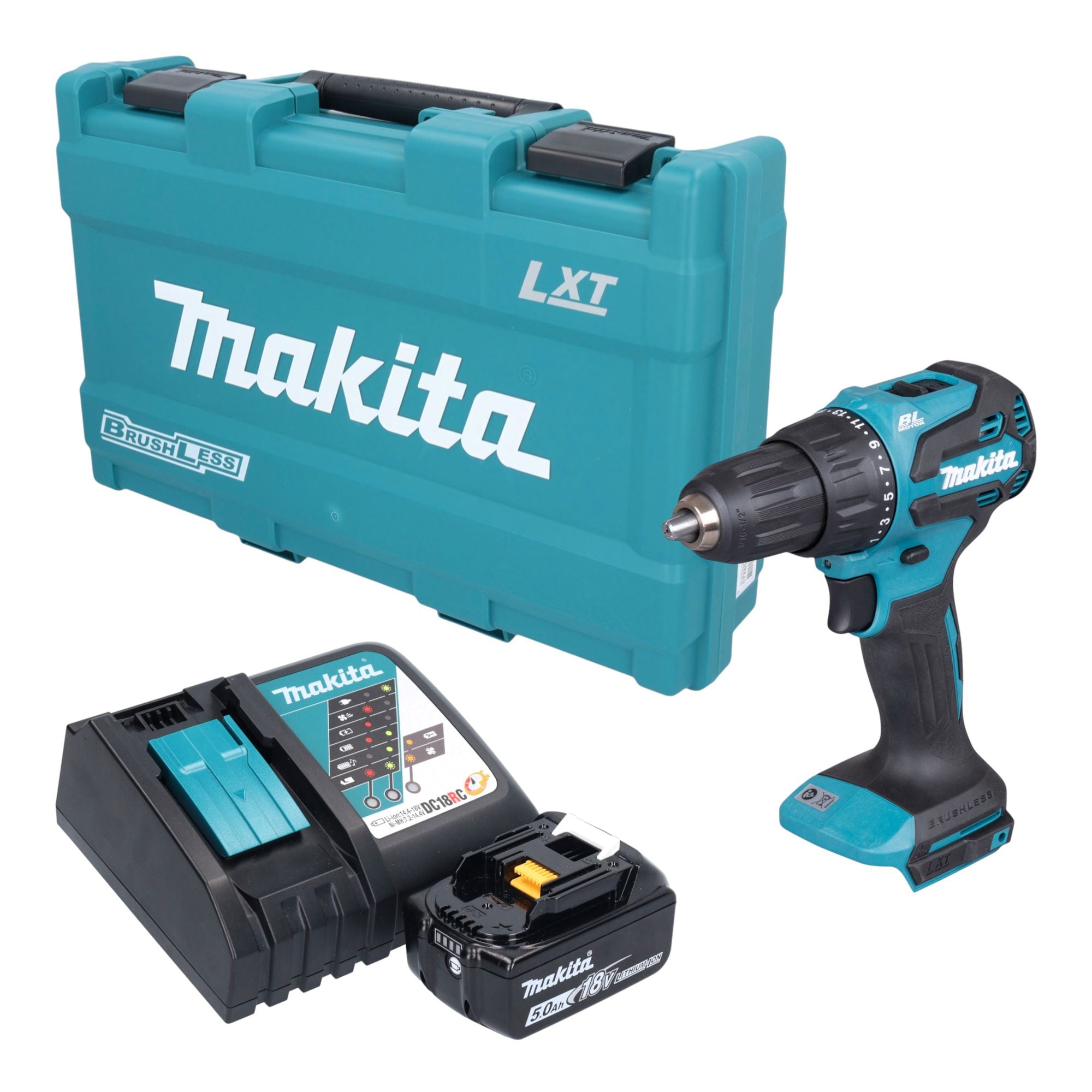 Makita DHP 490 RT1K Akku Schlagbohrschrauber 18 V 65 Nm Brushless 1x Akku 5 0 Ah Ladegeraet Koffer 0 - toolbrothers