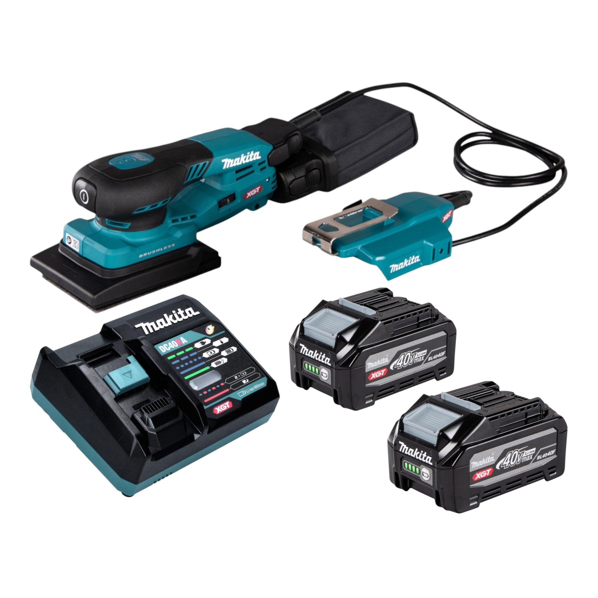 Makita BO 005 CGU201 Akku Schwingschleifer 40 V max 80 x 130 mm 3 0 mm Hub Brushless 2x Akku 4 0 Ah Ladegeraet 0 - toolbrothers