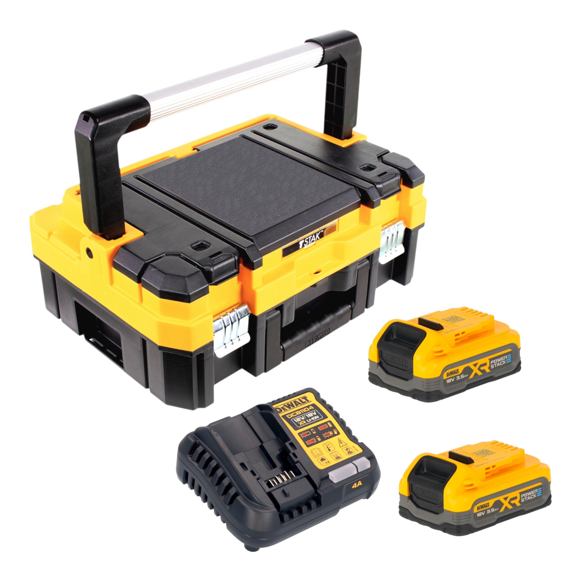 DeWalt DCB 1104 S2T Akku Starter Set 18 V mit 2x Powerstack Akku 3 5 Ah DCB 1104 Ladegeraet TSTAK 0 - toolbrothers