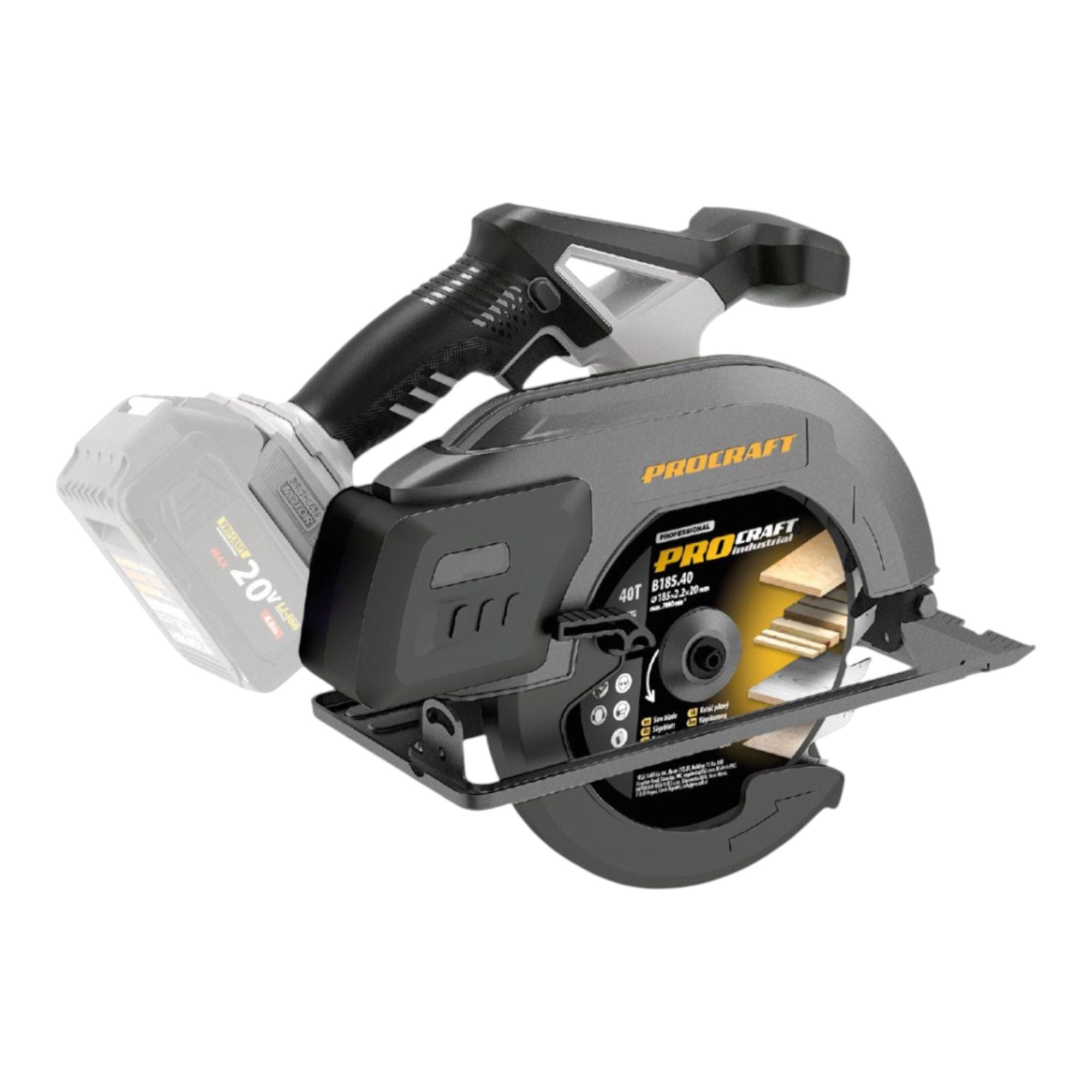 Procraft Industrial CS185A BB Akku Handkreissaege 20 V 185 mm Brushless Solo ohne Akku ohne Ladegeraet 0 - toolbrothers