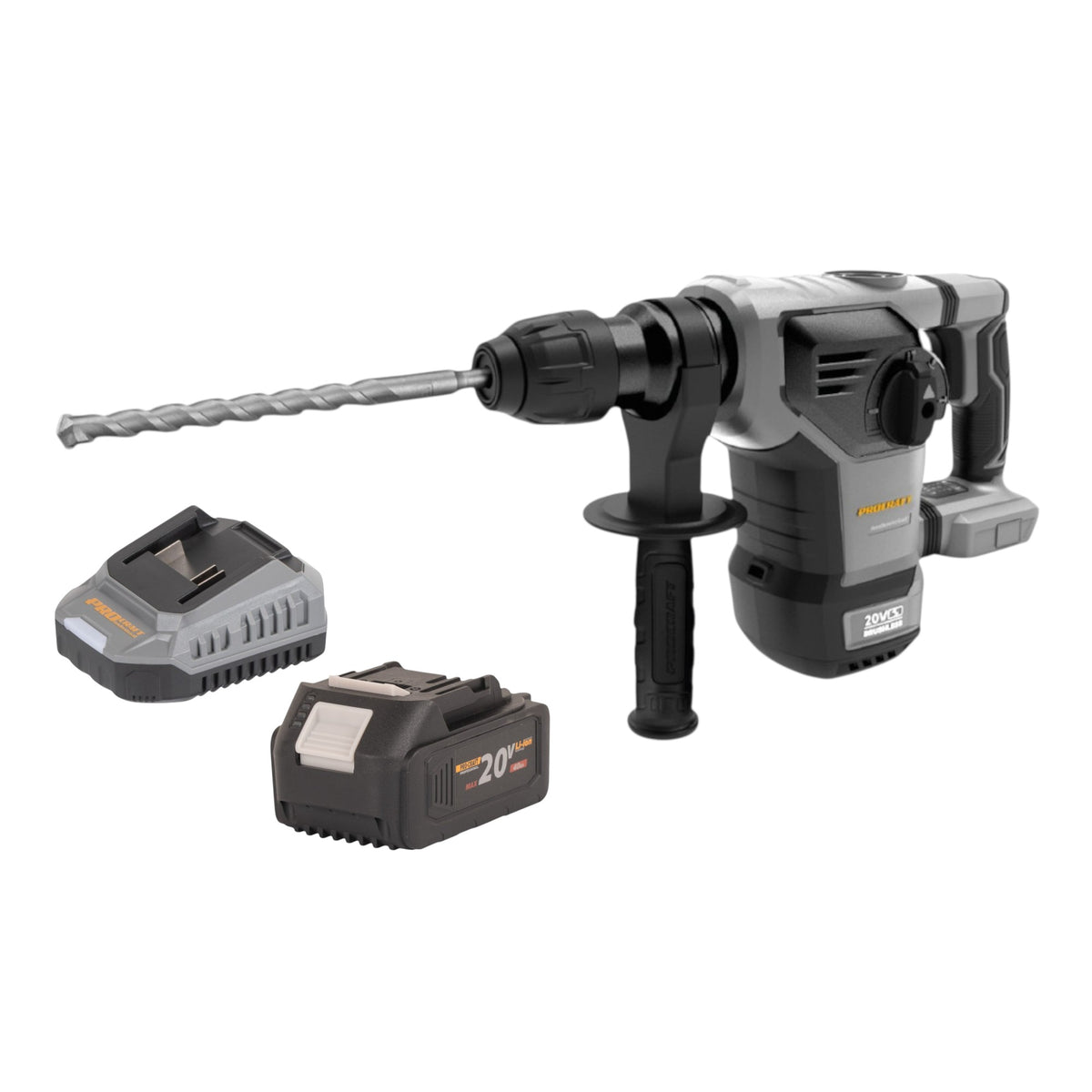 Martillo combinado a batería Procraft Industrial HD20B-BB de 20 V, 5 J, SDS plus, sin escobillas + 1 batería de 4,0 Ah + cargador