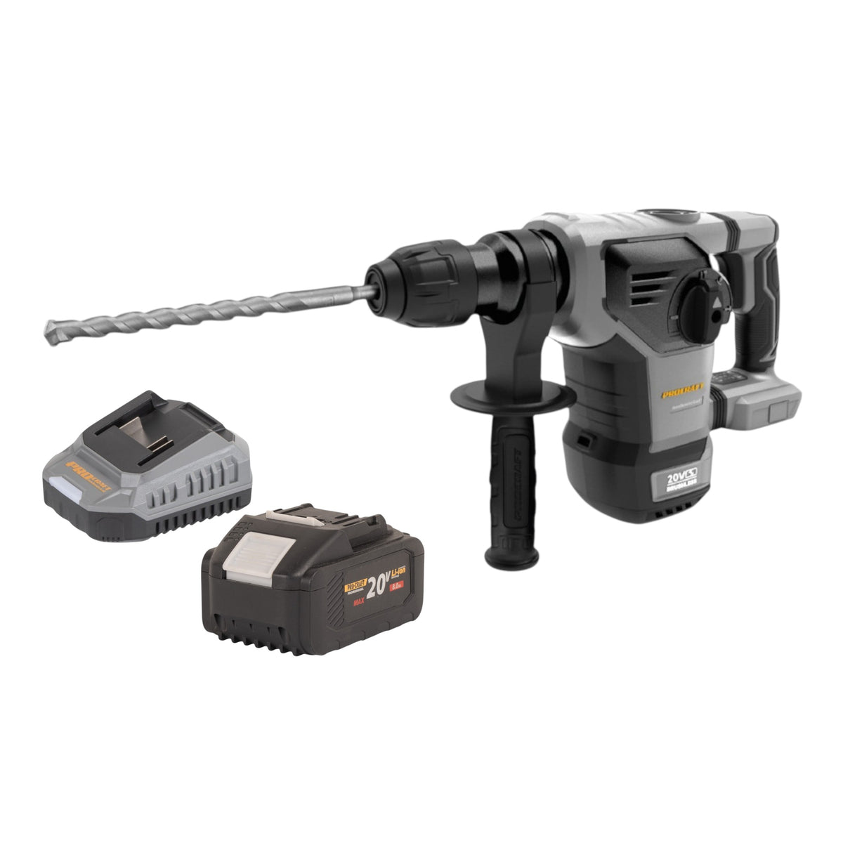 Martillo combinado a batería Procraft Industrial HD20B-BB de 20 V, 5 J, SDS plus, sin escobillas + 1 batería de 8,0 Ah + cargador