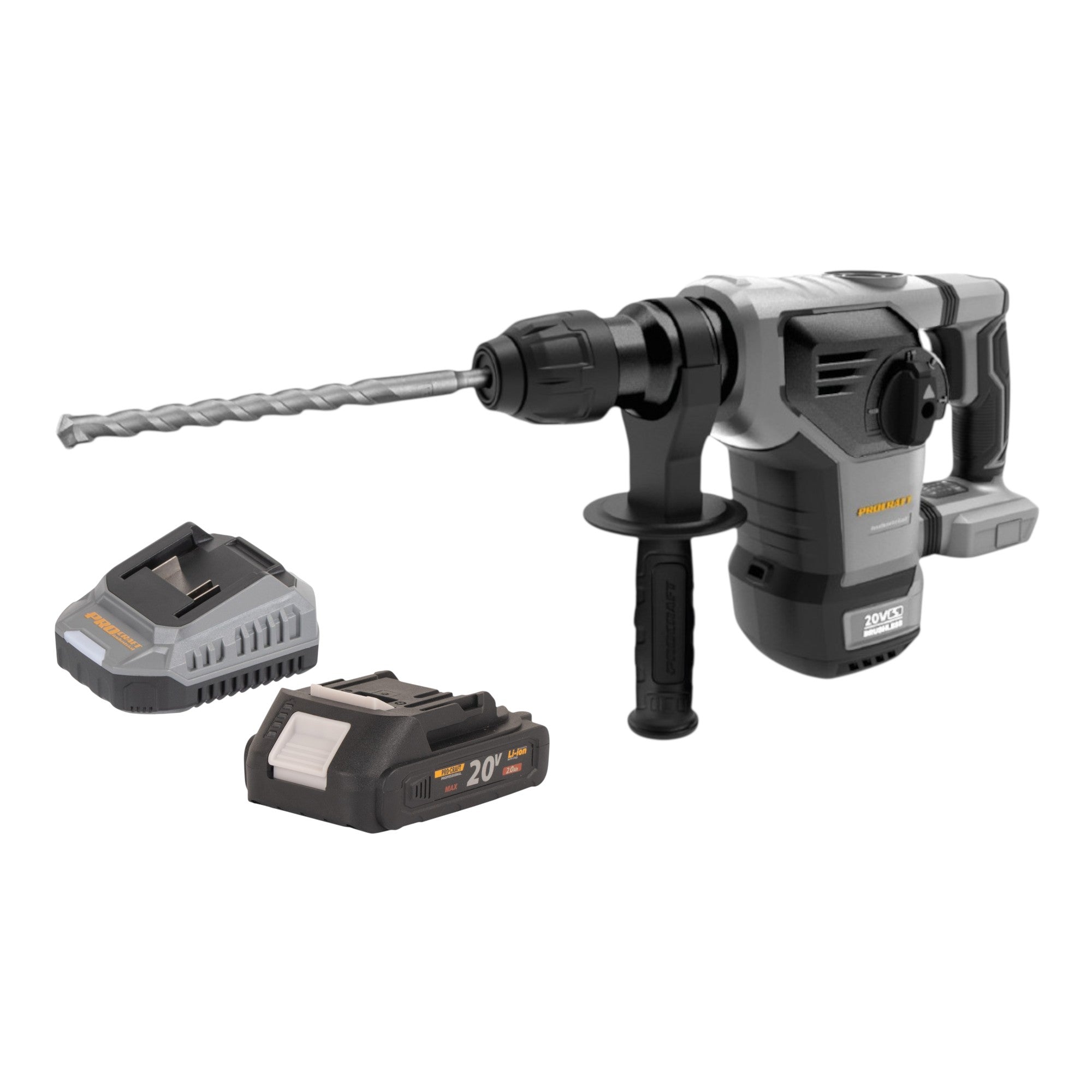 Procraft Industrial HD20B BB C Akku Kombihammer 20 V 5 J SDS plus Brushless 1x Akku 2 0 Ah Ladegeraet Koffer 0 - toolbrothers