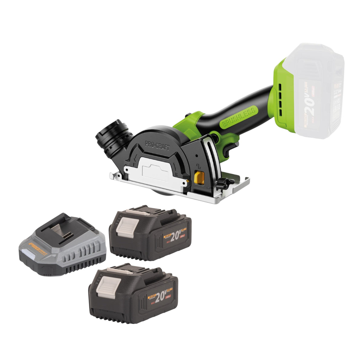 Mini sierra universal a batería Procraft PCA16-BB de 20 V, 85 mm, sin escobillas + 2 baterías de 4,0 Ah + cargador