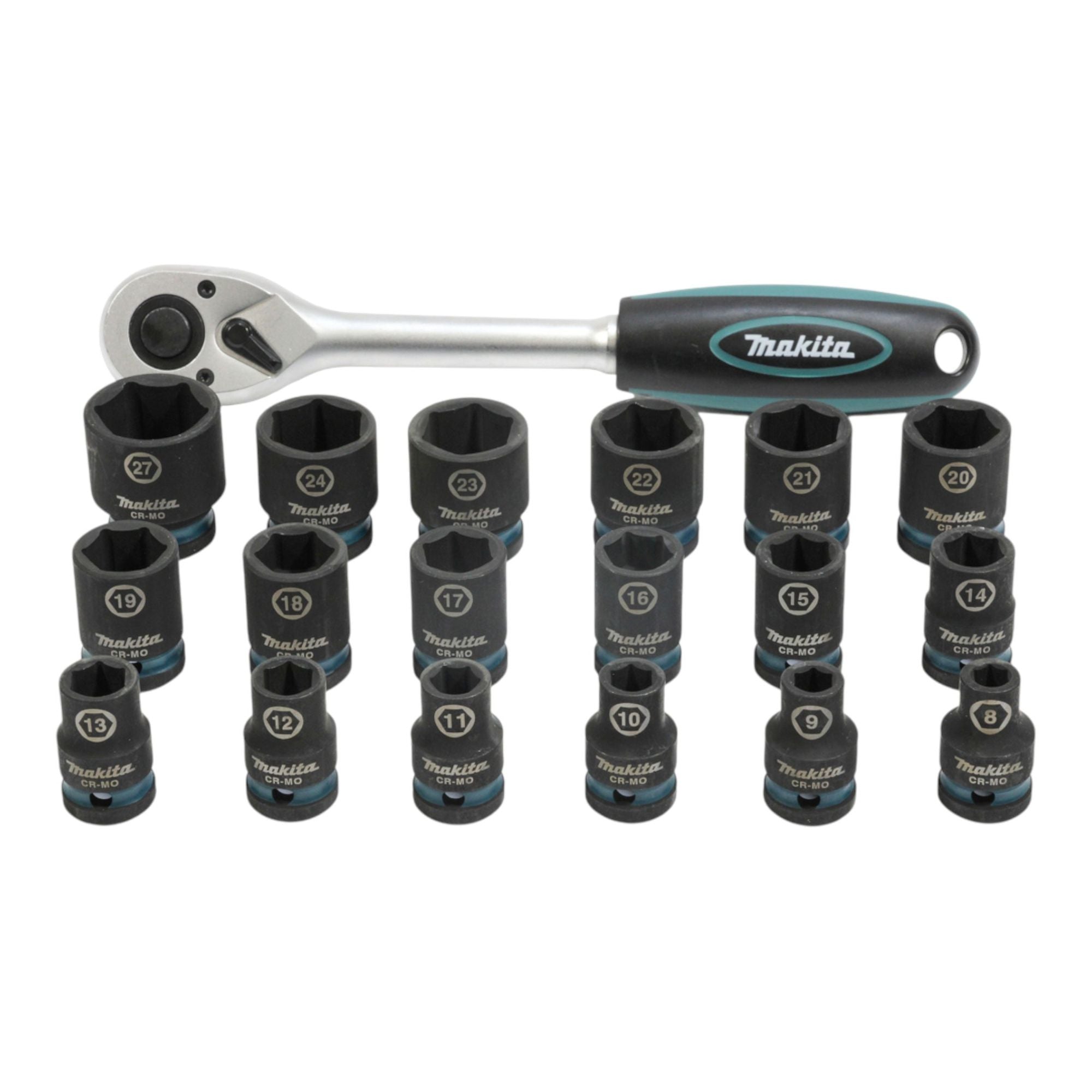 Makita E 30069 Impact Black Ratschen und Schlagnuss Set 1 2 19 tlg Ratsche 0 - toolbrothers