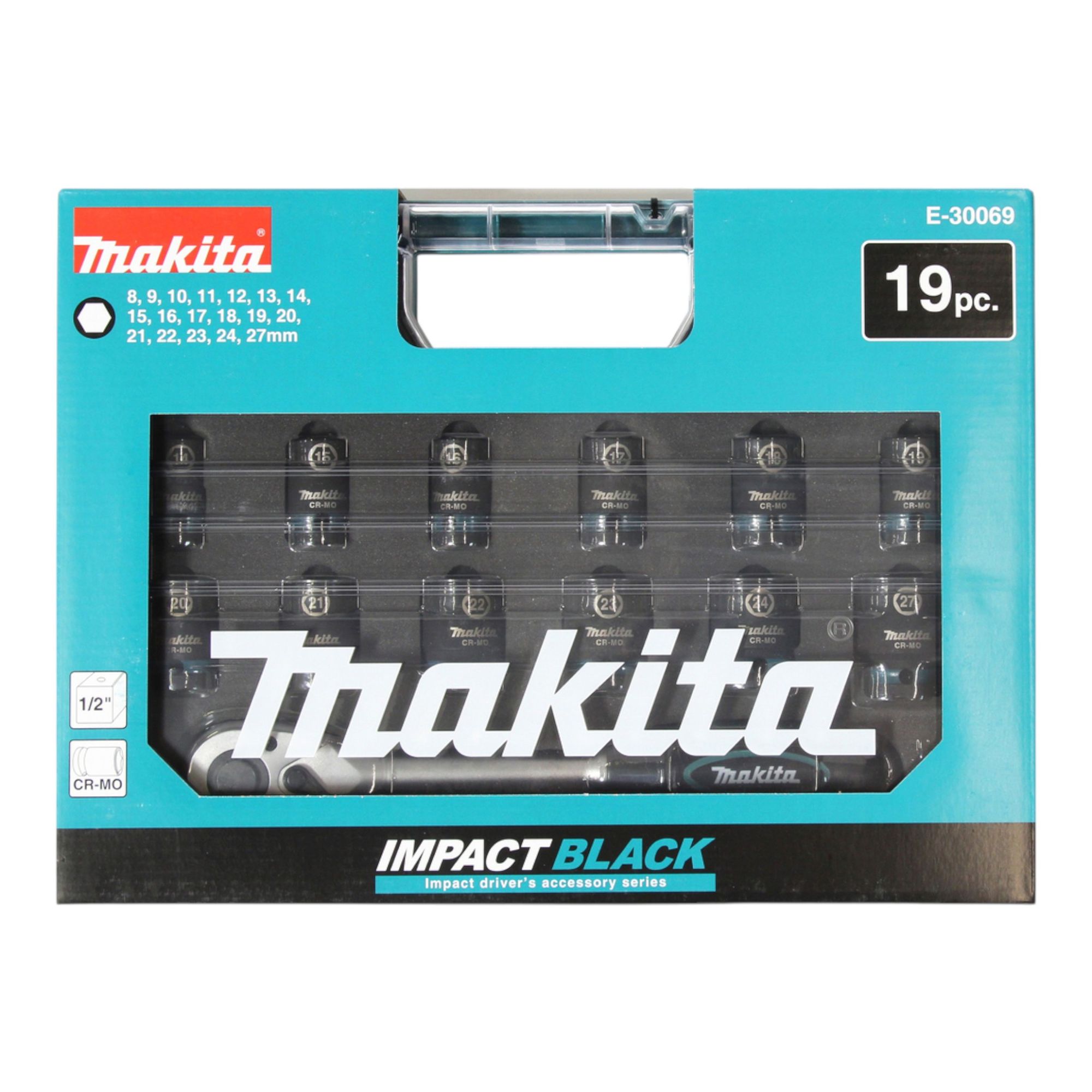 Makita E 30069 Impact Black Ratschen und Schlagnuss Set 1 2 19 tlg Ratsche 1 - toolbrothers