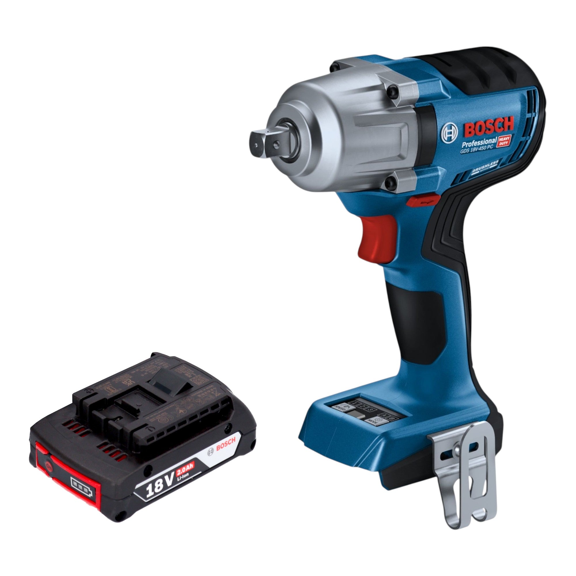 Bosch GDS 18V 450 PC Professional Akku Schlagschrauber 18 V 450 Nm 1 2 Brushless 1x Akku 2 0 Ah ohne Ladegeraet 0 - toolbrothers