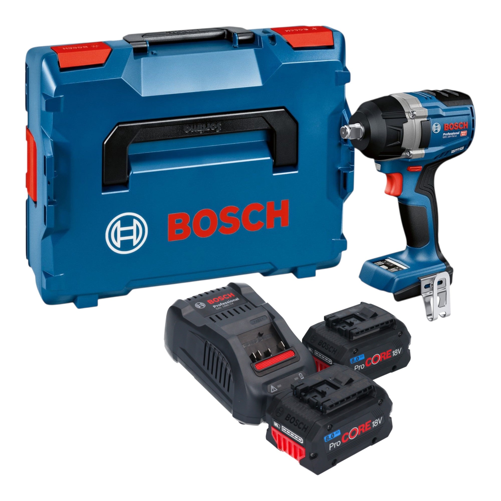 Bosch GDS 18V 750 C Akku Schlagschrauber 18 V 750 Nm 1 2 Brushless 06019L9002 2x ProCORE Akku 8 0 Ah Ladegeraet L Boxx 0 - toolbrothers