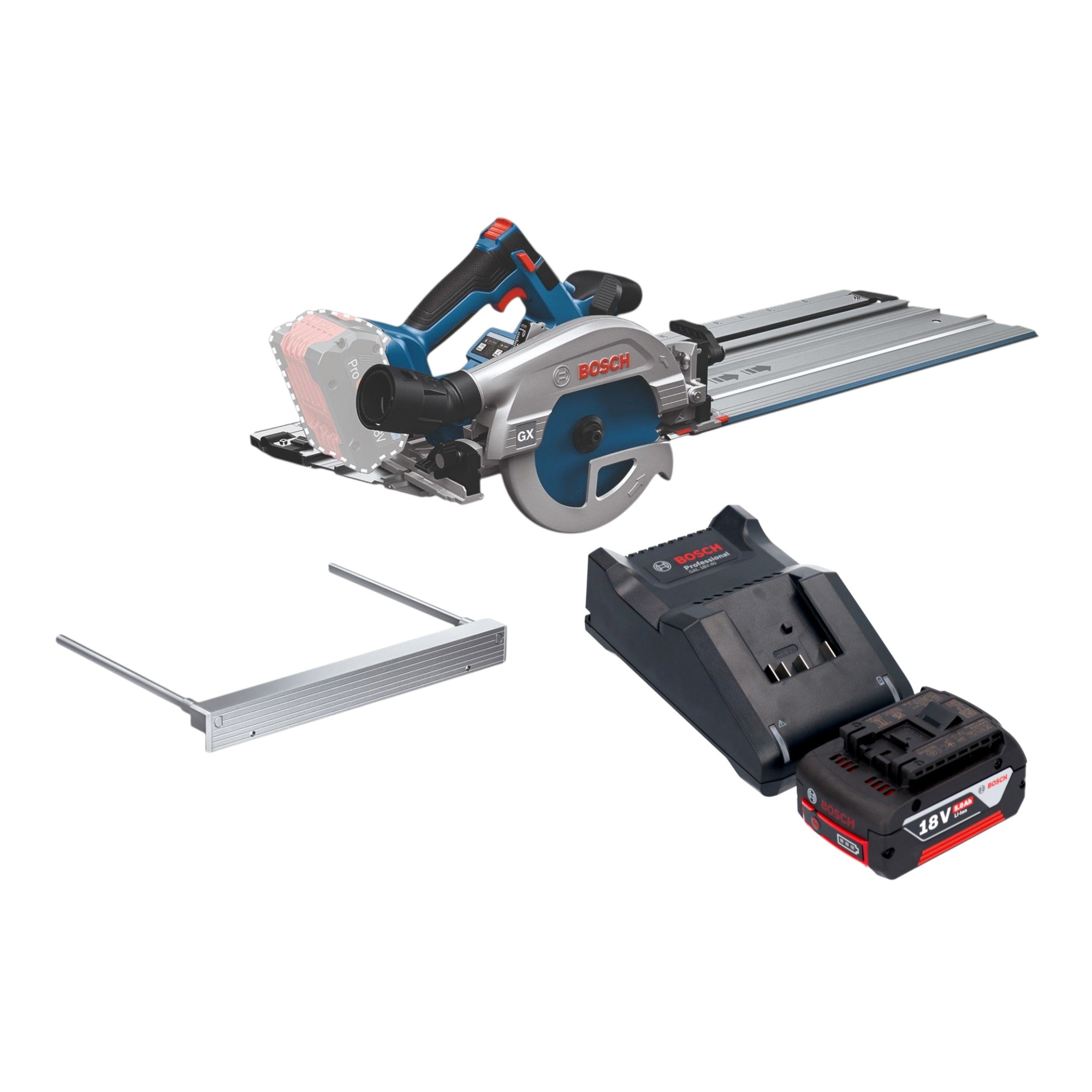 Bosch GKS 18V 57 2 GX Professional Akku Kreissaege 18 V 165 mm Brushless 1x Akku 5 0 Ah Ladegeraet Kappschiene 0 - toolbrothers