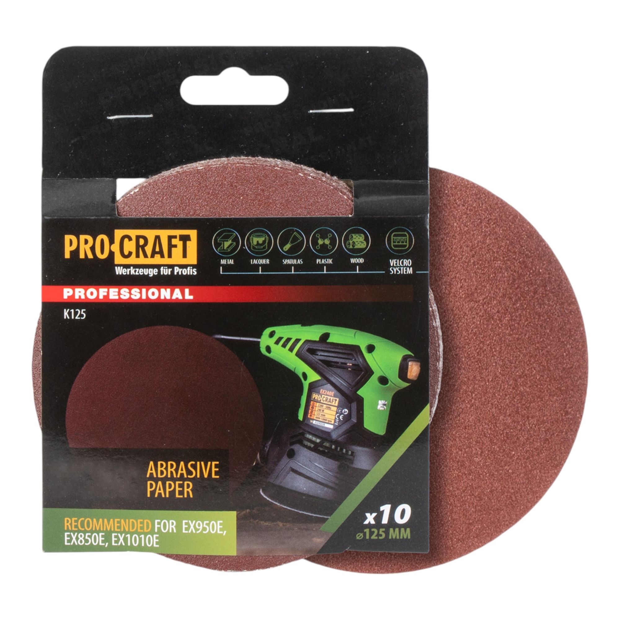 Procraft K125 240 Schleifpapier Klett 125 mm P240 10 Stk fuer Exzenterschleifer 0 - toolbrothers