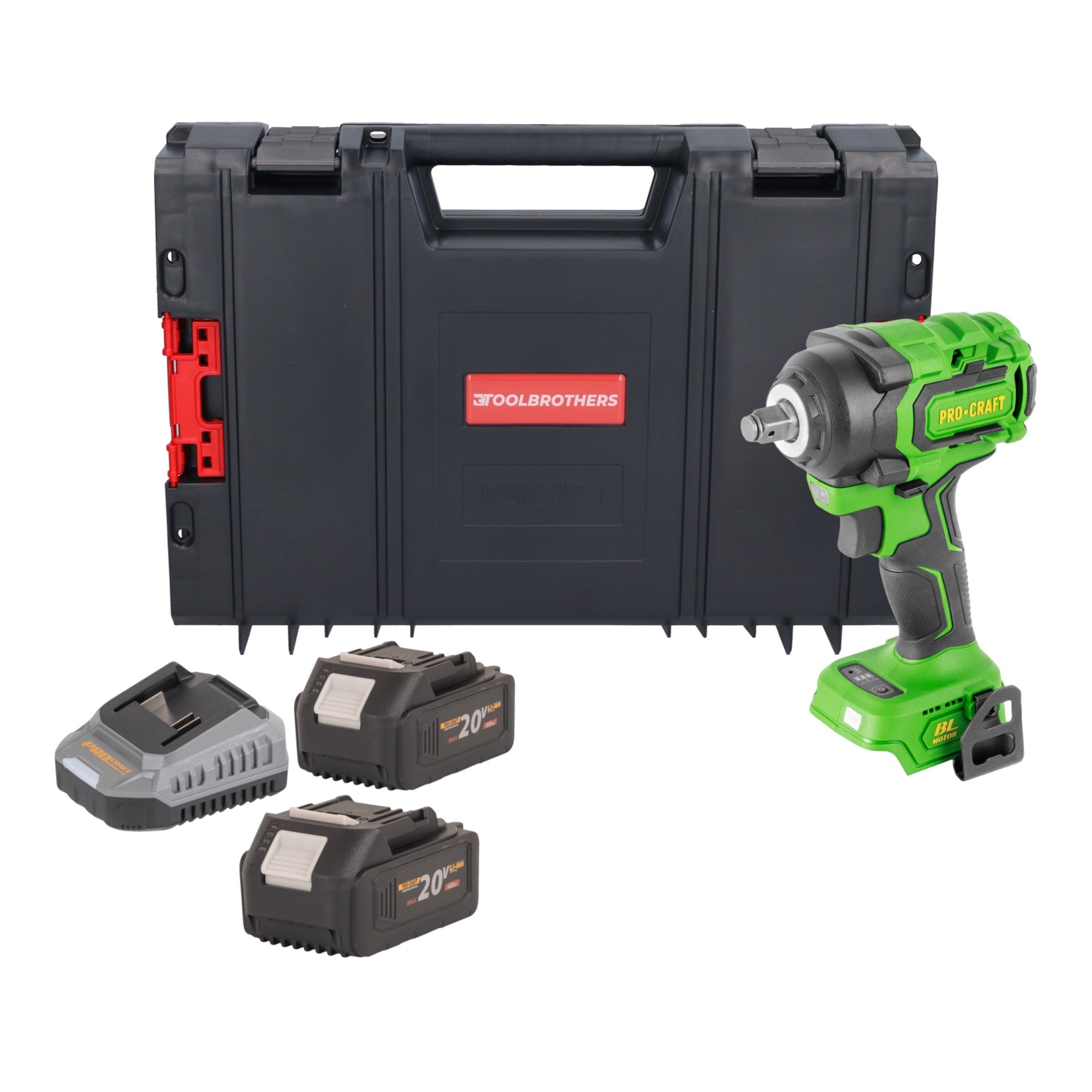 Procraft PWA18bb Akku Schlagschrauber 20 V 550 Nm 1 2 Brushless 2x Akku 4 0 Ah Ladegeraet RHINO Toolcase 0 - toolbrothers