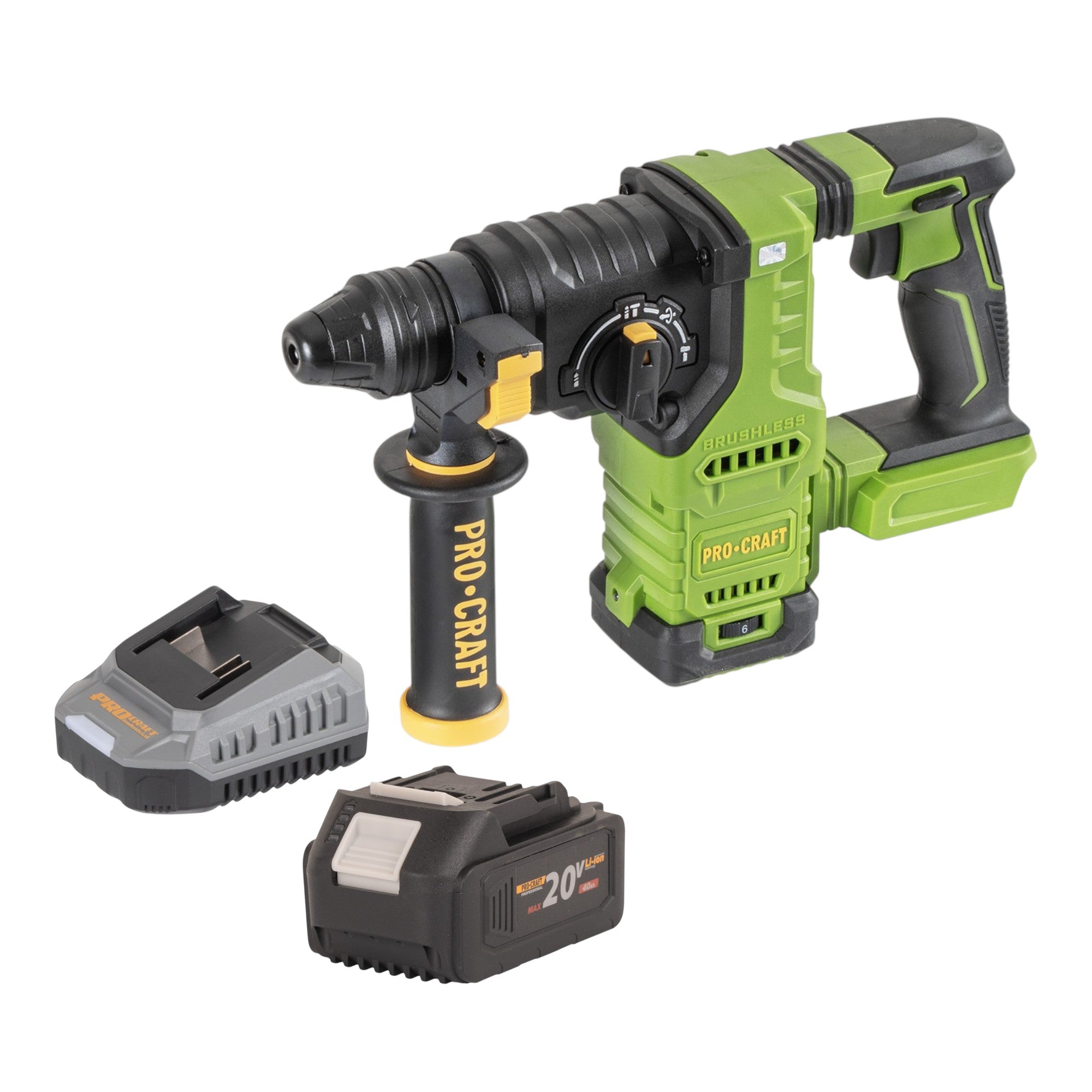 Procraft PHA30bb Akku Bohrhammer 20 V 2 8 J SDS plus Brushless 1x Akku 4 0 Ah Ladegeraet 0 - toolbrothers
