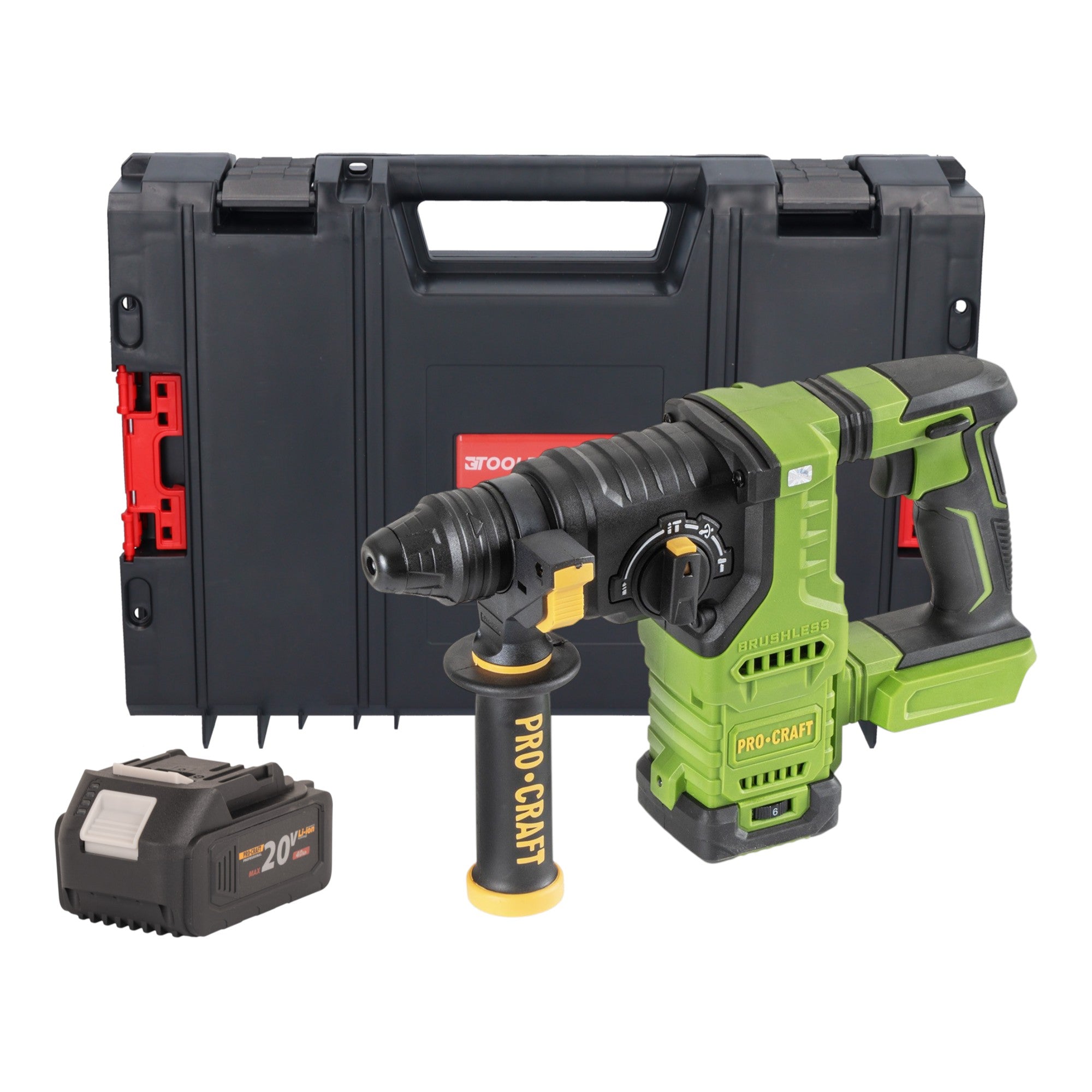Procraft PHA30bb Akku Bohrhammer 20 V 2 8 J SDS plus Brushless 1x Akku 4 0 Ah RHINO Toolcase ohne Ladegeraet 0 - toolbrothers