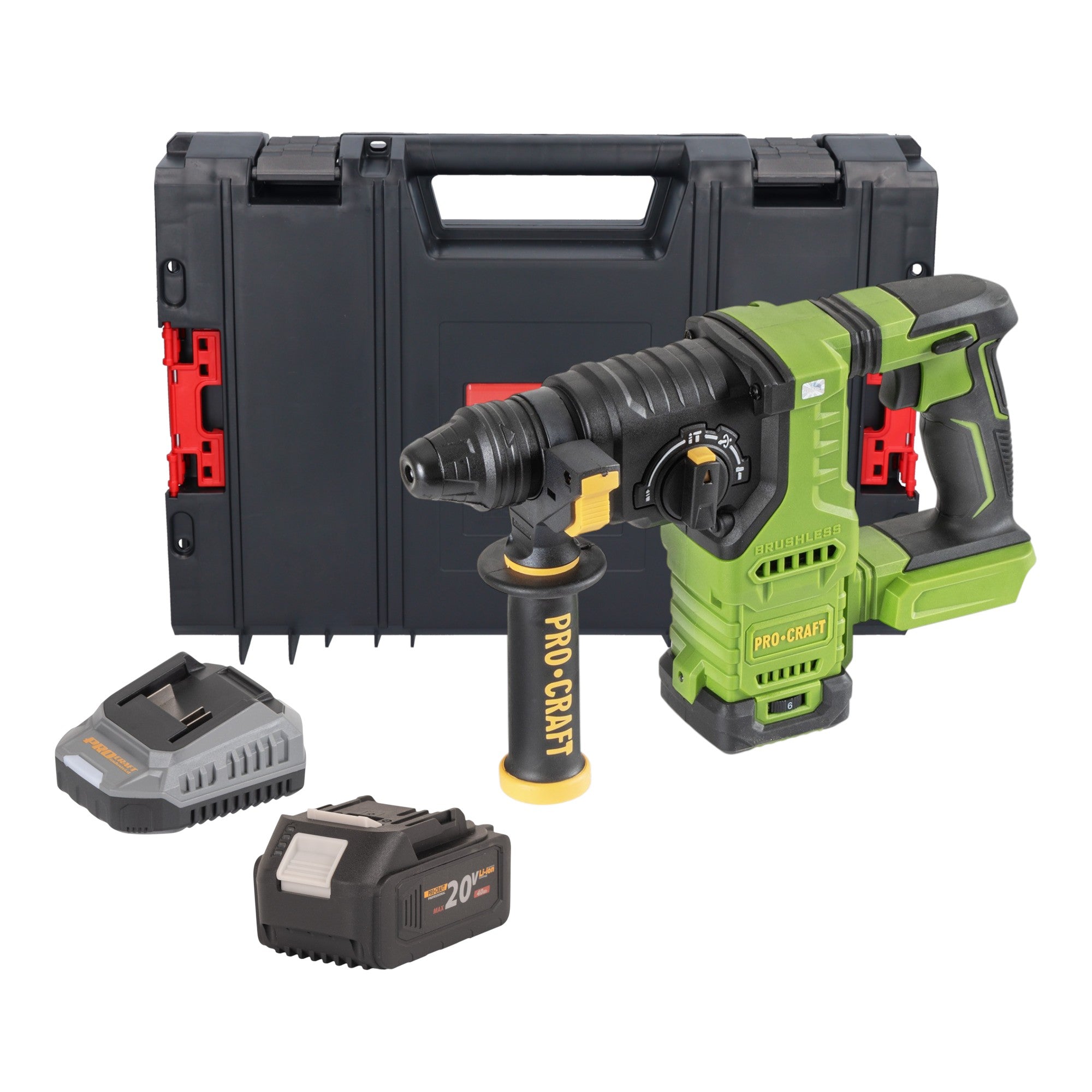 Procraft PHA30bb Akku Bohrhammer 20 V 2 8 J SDS plus Brushless 1x Akku 4 0 Ah Ladegeraet RHINO Toolcase 0 - toolbrothers