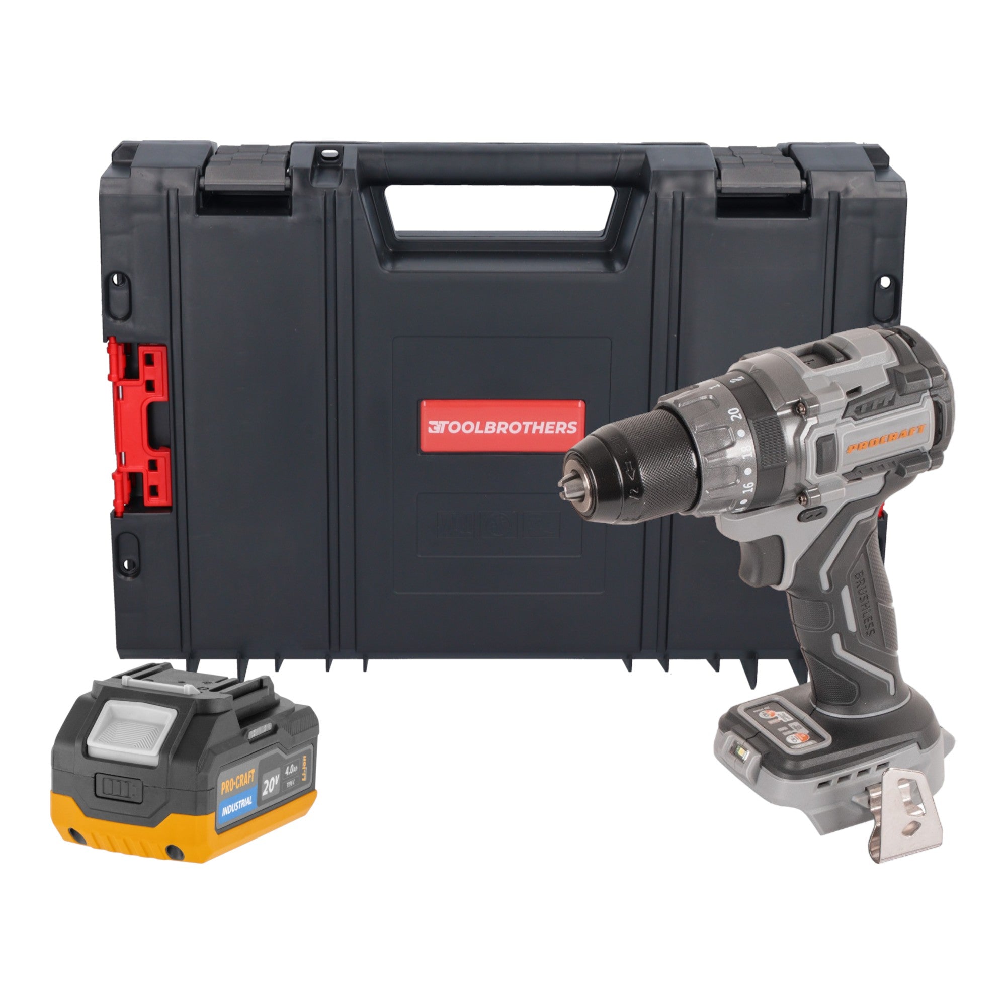 Procraft Industrial CD20Abb Akku Schlagbohrschrauber 20 V 85 Nm 1x Akku 4 0 Ah RHINO Toolcase ohne Ladegeraet 0 - toolbrothers