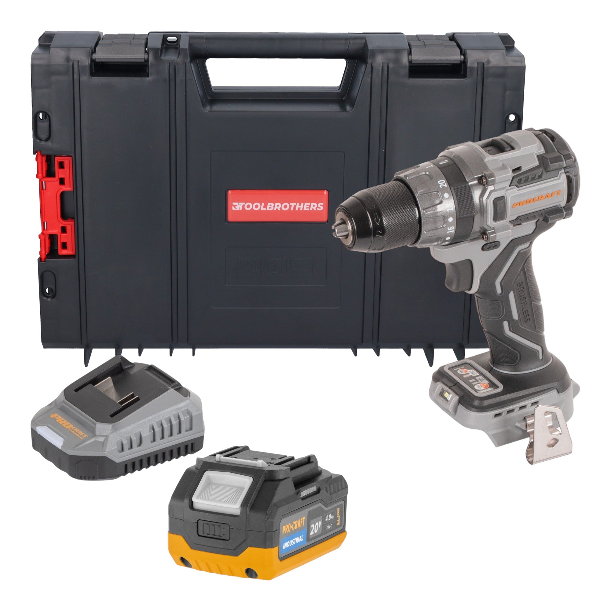 Procraft Industrial CD20Abb Akku Schlagbohrschrauber 20 V 85 Nm 1x Akku 4 0 Ah Ladegeraet RHINO Toolcase 0 - toolbrothers
