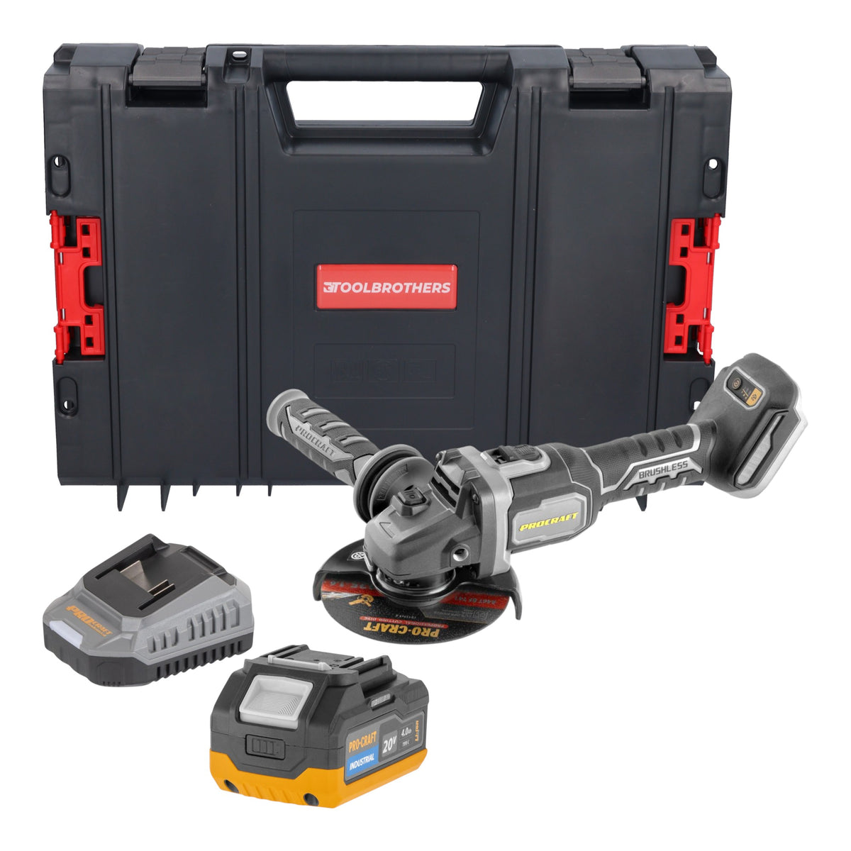 Amoladora angular a batería Procraft Industrial AG125Bbb 20 V 125 mm sin escobillas Solo - sin batería, sin cargador